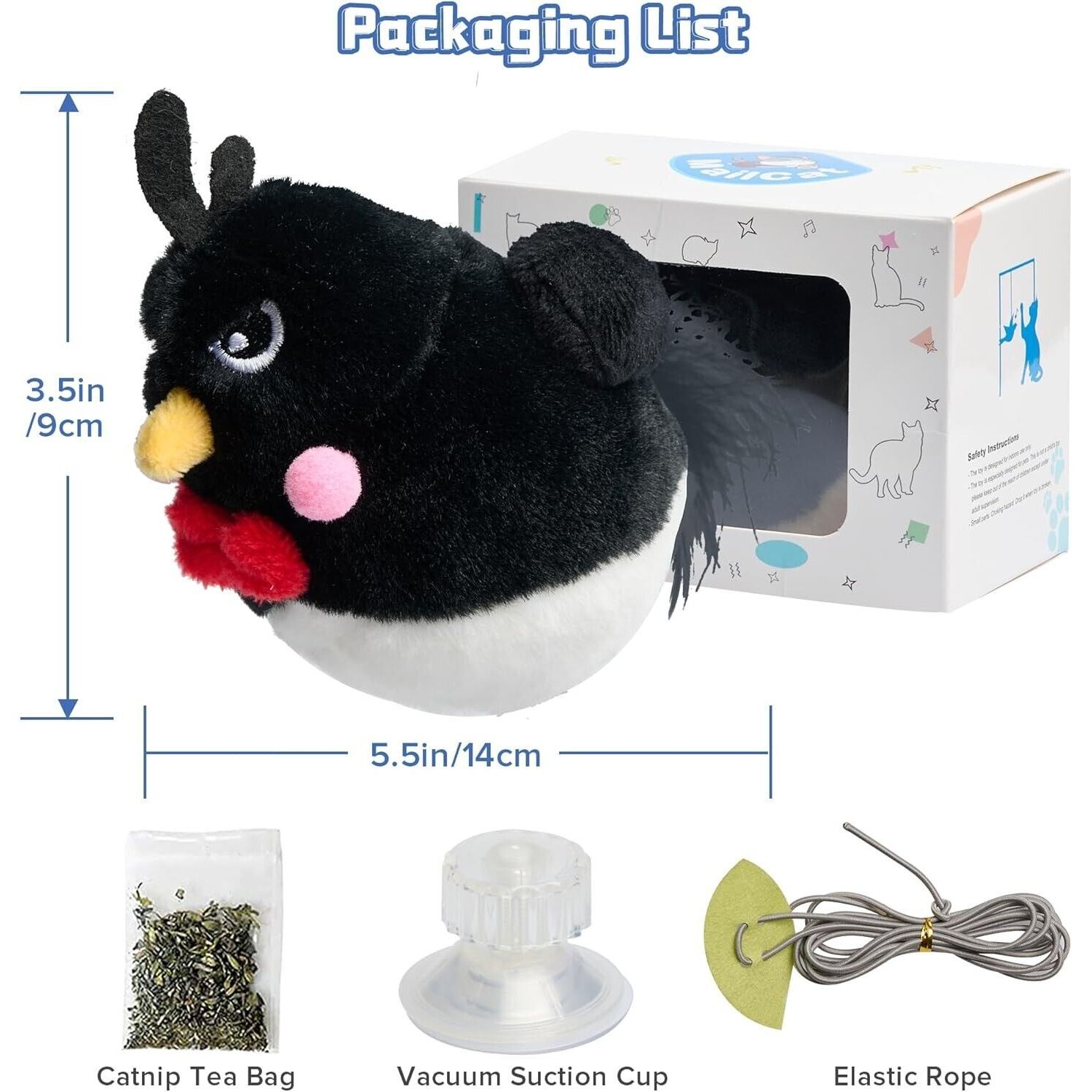 Chirping Bird Cat Toys Hanging Interactive Cat Toys  (1 pc Black)