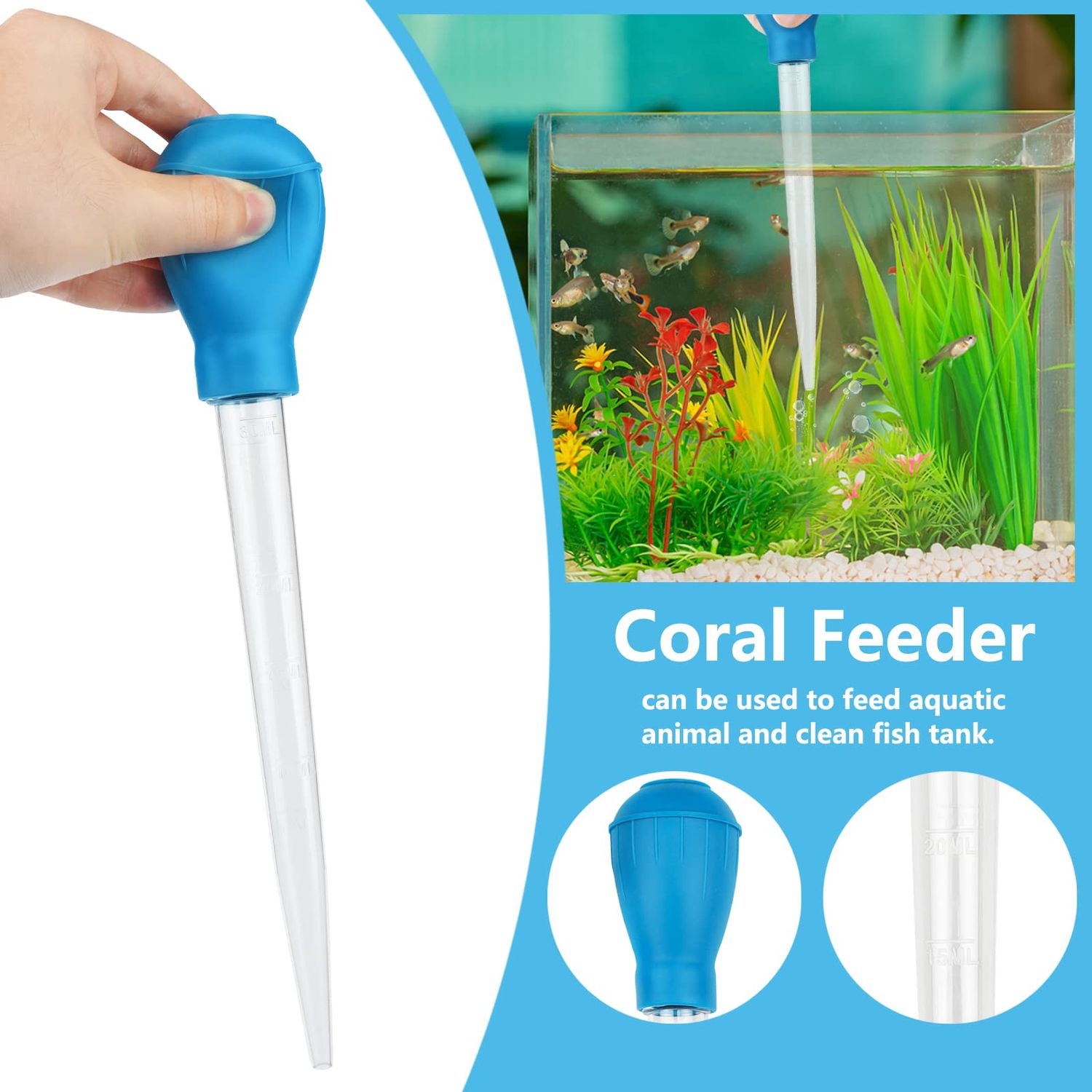 PietyPet Fish Tank Cleaning Tools, 6 pcs Aquarium Cleaning Tools, Feeder Tools Kit, Aquarium Plants Cleaner, Algae Scraper for Glass Aquariums