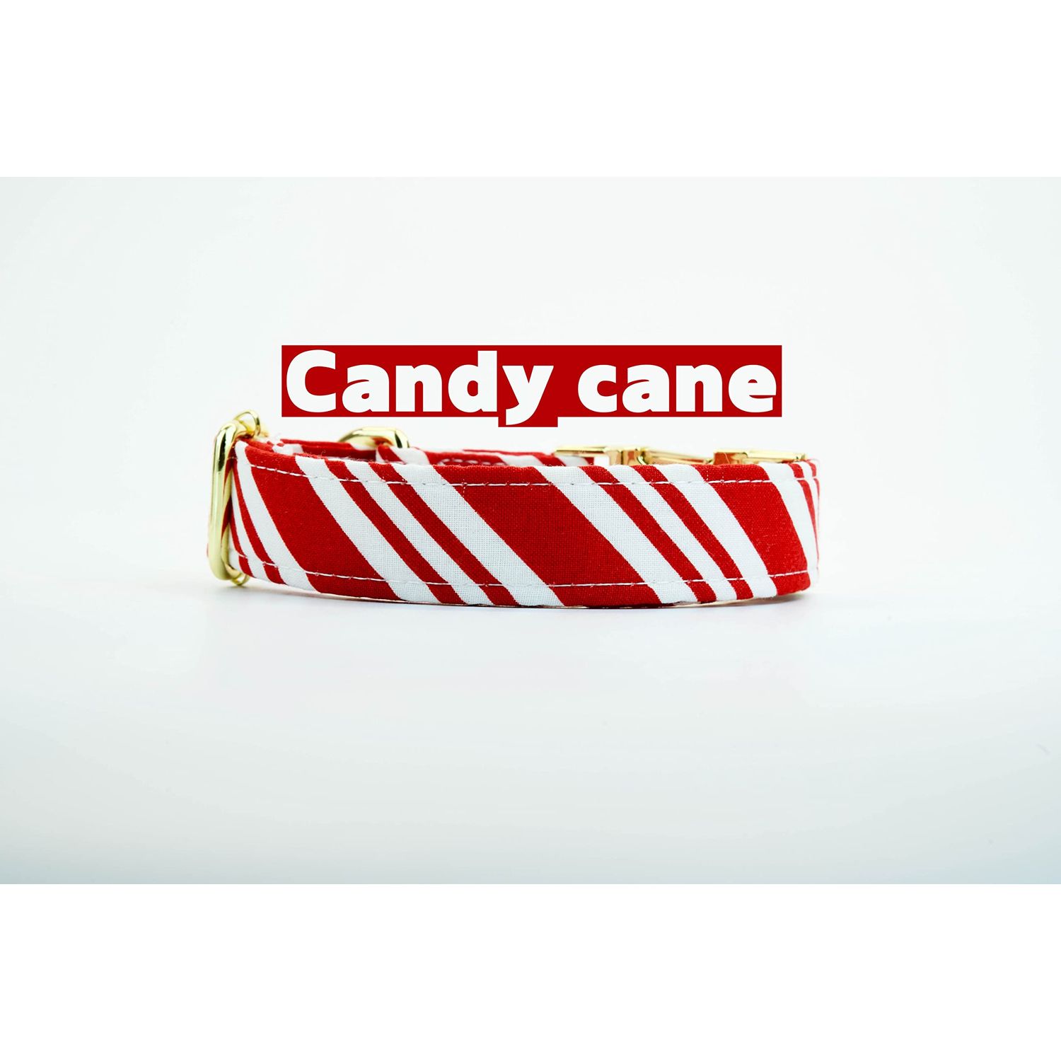Candy cane, Christmas Dog Collar w/metal buckle or plastic, HAND MADE, Custom Engraved Personalized Collar, 1 inch wide, designer collars