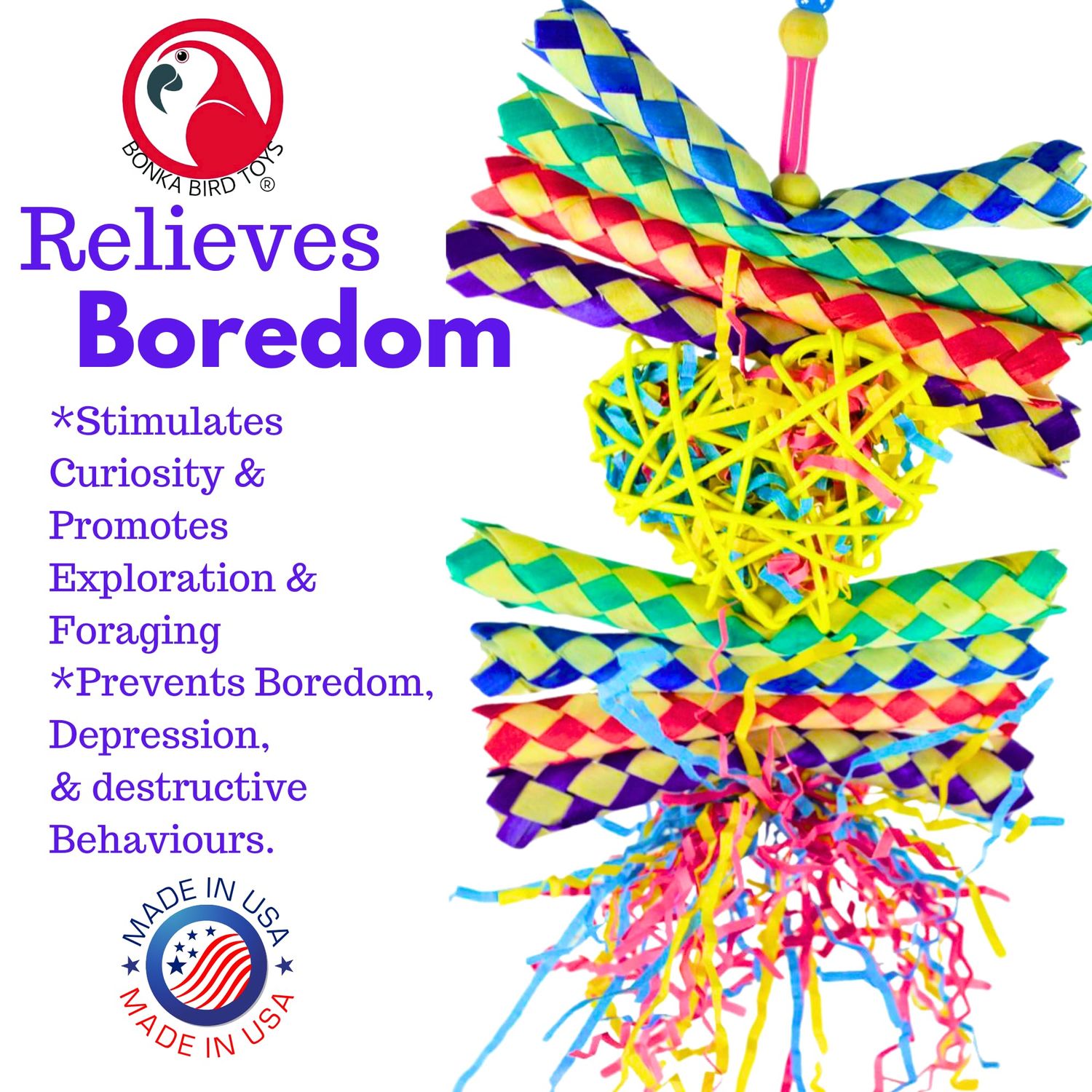 Bonka Bird Toys 1730 Foraging Heart Medium - 9” x 6” - for Conures, Cockatiels, Parakeets, and Similar Breeds