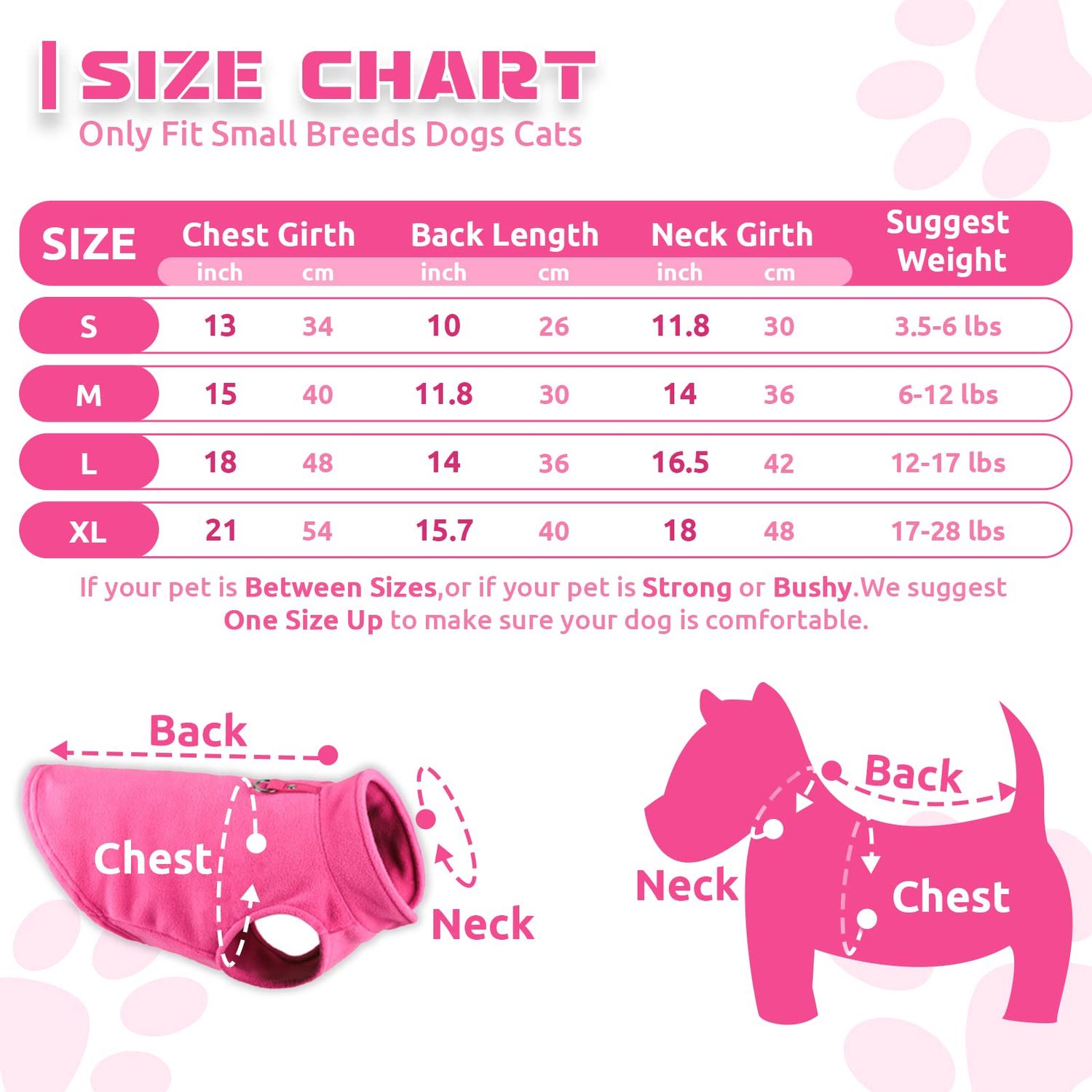 PETCARE Small Dog Sweater Cat Fleece Vest Soft Dog Jacket with Leash O-Ring Fall Winter Warm Pet Pullover Coat Puppy Clothes for Small Dogs Cats Chihuahua Apparel Shih Tzu Costume, Hot Pink