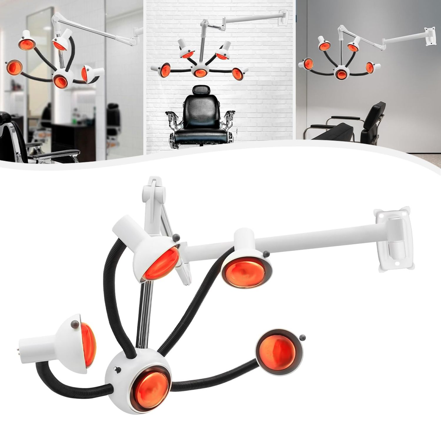 5 Head Infrared Heat Lamp, Salon Hair Dryer Color Processor, Adjusting Angle Wall Mounted Hair Steamer for Salon, Styling Perming Dryer Salon Heat Lamp