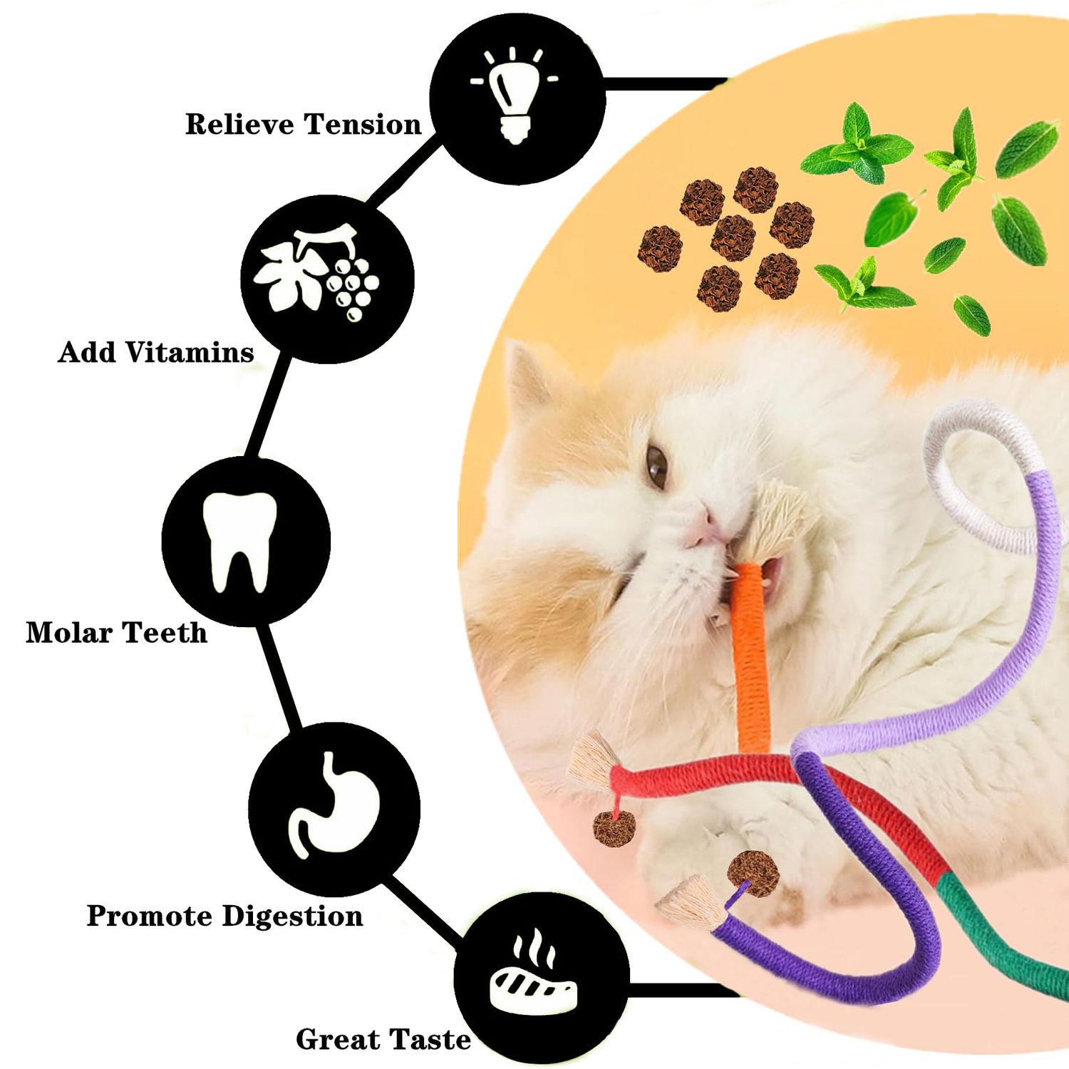 GREMBEB Cat Toys, 12pack Silvervine Cat Feather Toy Kitten Chew Stick Catnip Treat with Bell for Cleaning Teeth Indoor Kitty Teaser Wand Molar Snack for Interactive Pet Pig-2