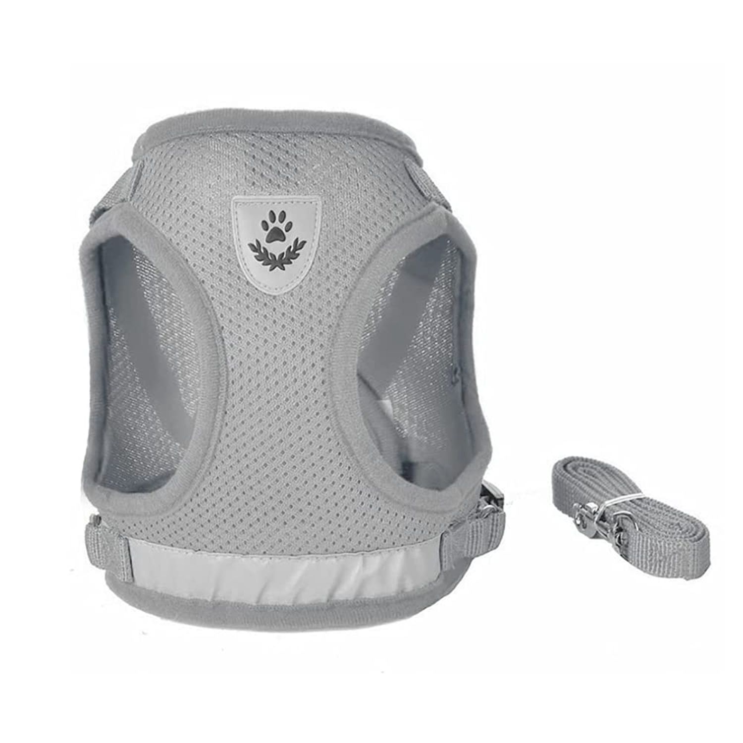 FEimaX Dog Harness and Leash Set for Walking, Soft Mesh Adjustable Easy Control Lightweight Cat Vest Harnesses with Reflective Strips, Escape Proof Small Dogs Cats Vests (Grey, X-Small)
