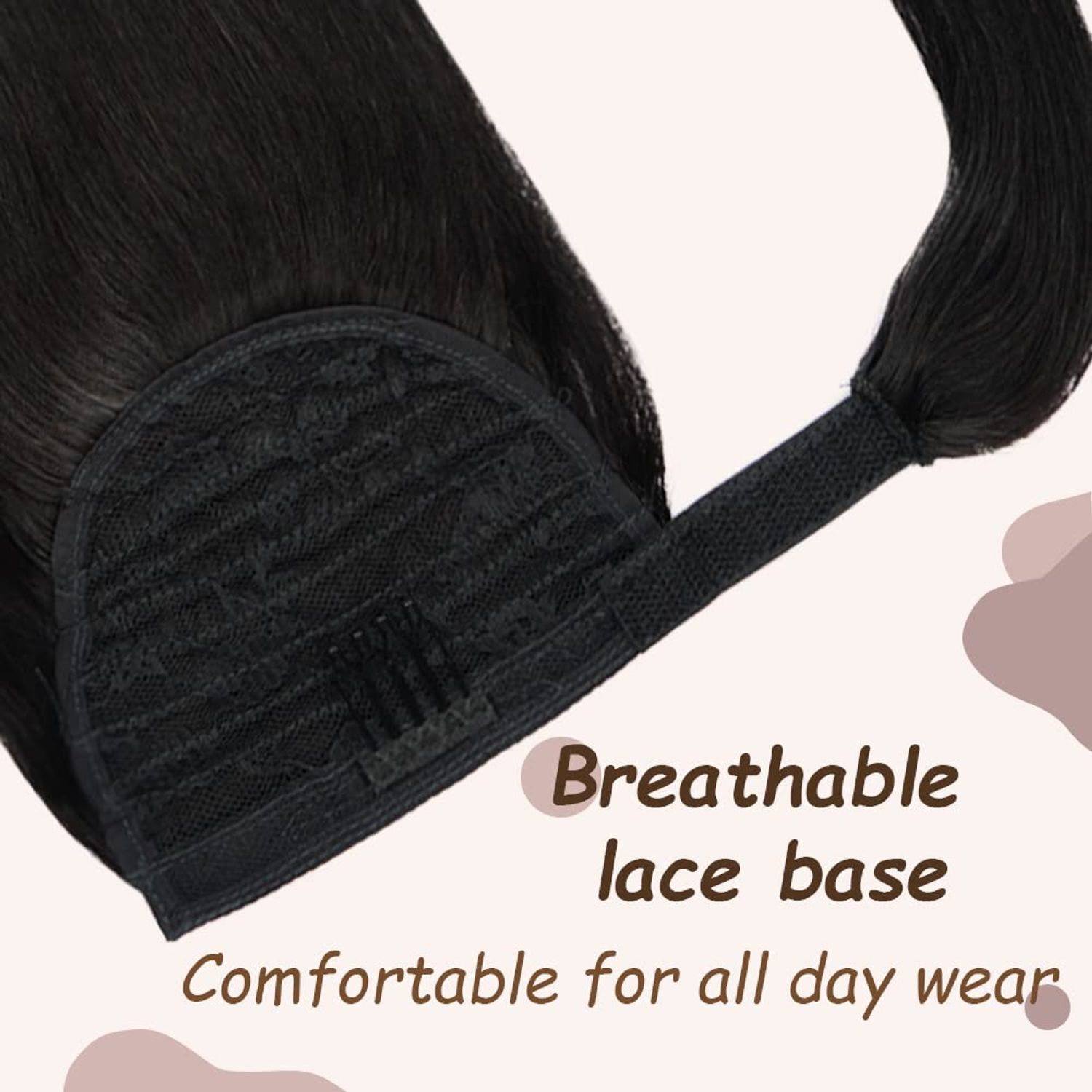 14 inch Ponytail Extension Human Hair 70g #1B Natural Black 100% Remy Human Hair Ponytail Long Straight Wrap Around Ponytail Human Hair Clip in Hair Extensions One Piece Hairpiece for Women