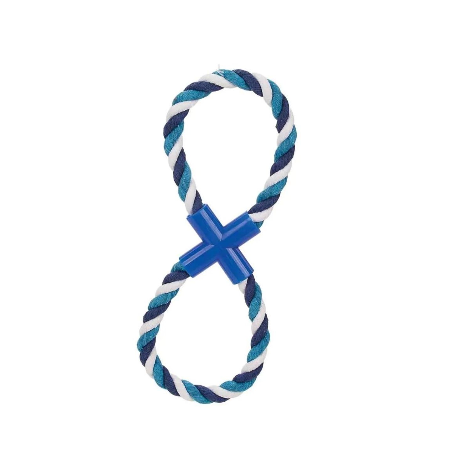 MPP Figure 8 Dog Toys Fun and Colorful Choices Tug Toss Fetch Play Ropes and Loops (Rope X Blue)