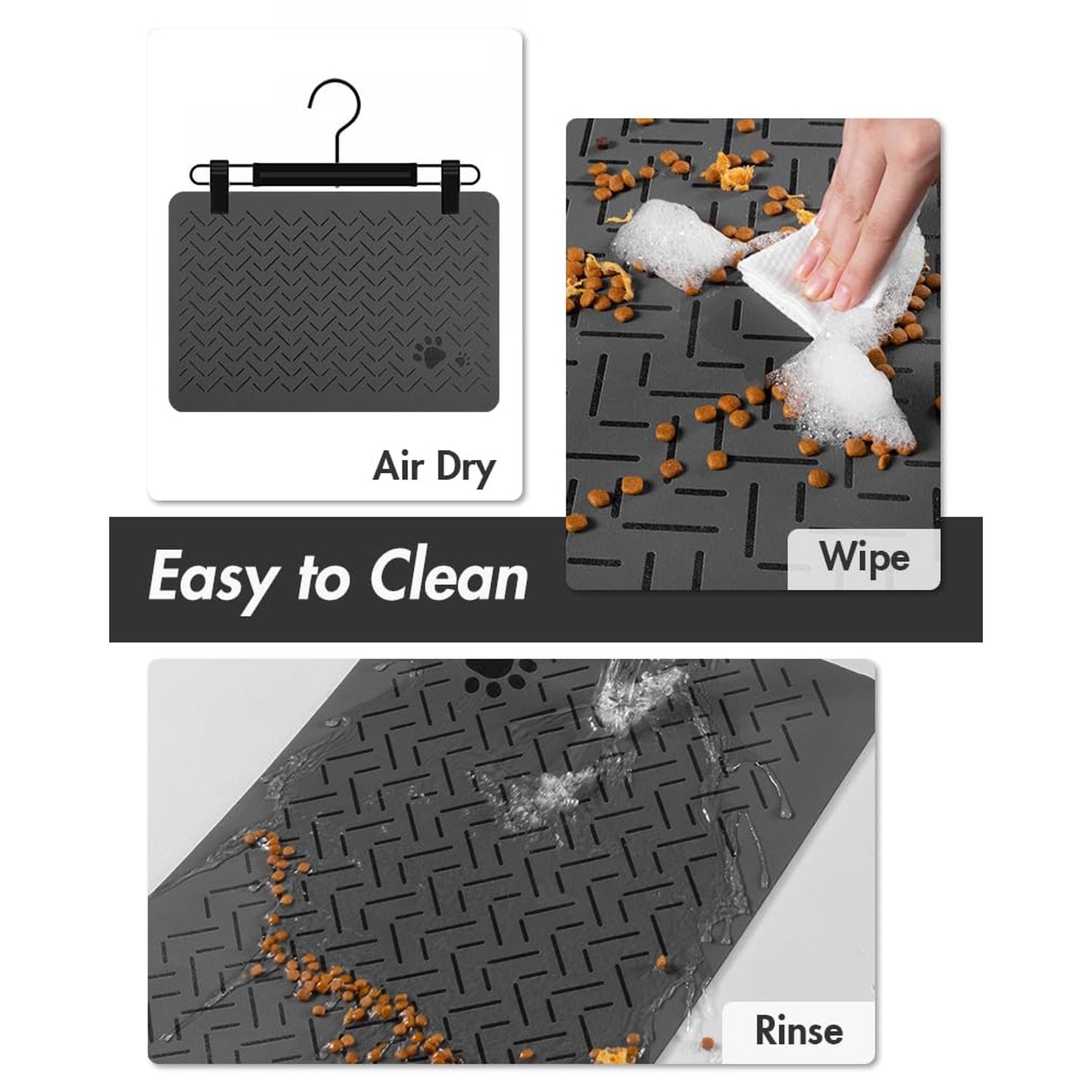 MontVoo-Absorbent Pet Feeding Mat-No Stains Quick Dry Dog Mat for Food and Water Bowl-Rubber Backing Dog Food Mat Dog Water Dispenser Mat-Dog Accessories Pet Supplies-Dog Water Bowl for Messy Drinkers