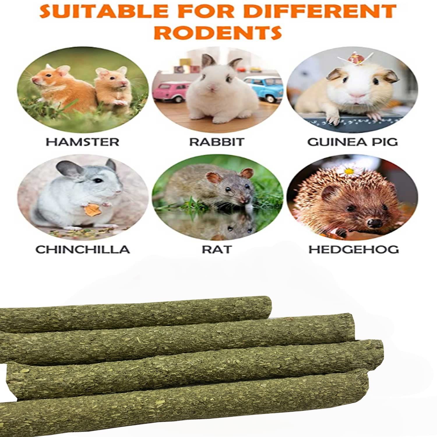 Rabbit Chew Toys 40pcs Timothy Hay Sticks About 14oz/400g Hamster Molar Snacks Handmade are Perfect Food Accessories for Bunny Guinea Pigs Rats Chinchillas Gerbils (40pcs Timothy Hay Sticks)