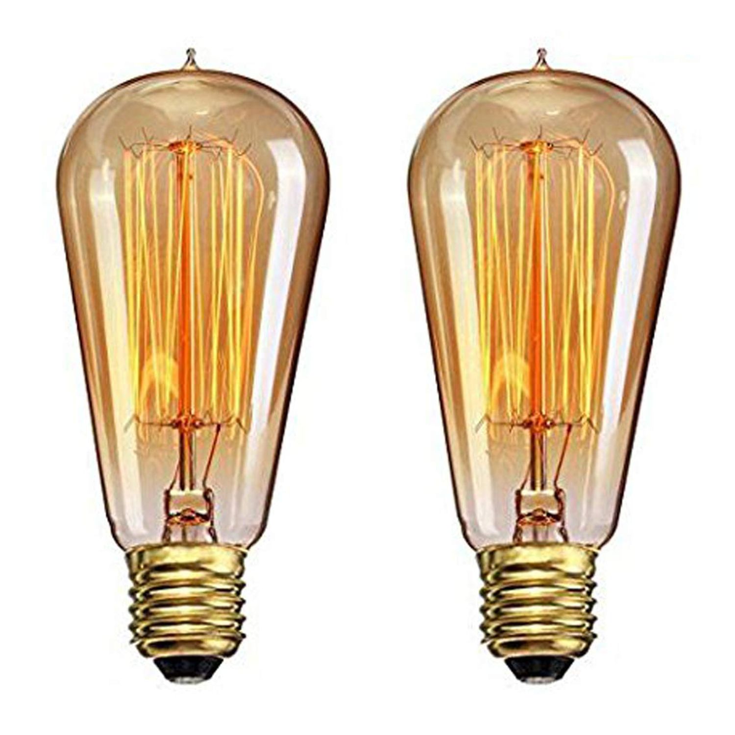 CTKcom Vintage Edison Light Bulbs - 2 Pack, 40W ST58 Vintage Squirrel Cage Filament, E26/E27 Base, Antique Incandescent Bulbs for Home Light Fixtures, 110V-130V