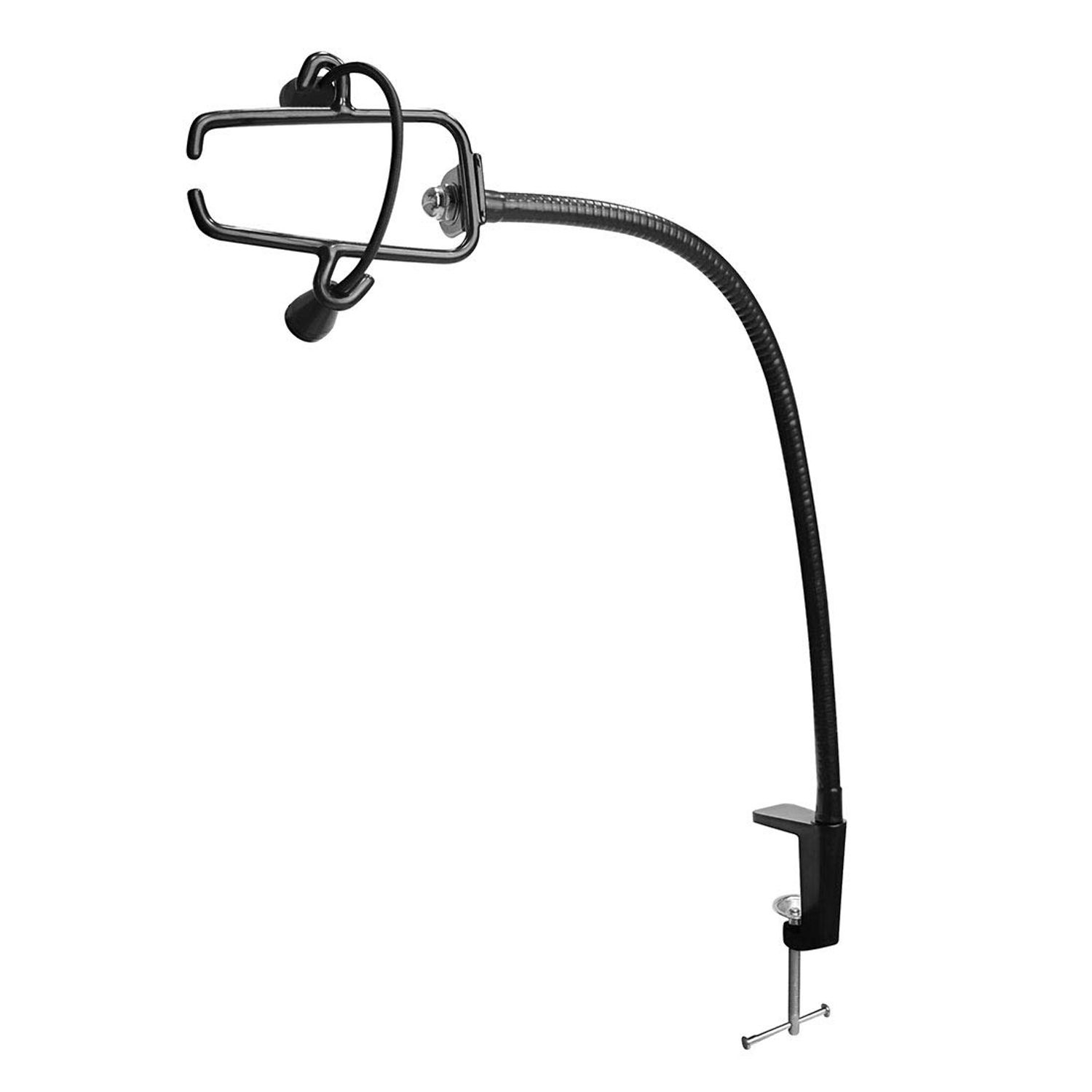 LUEXBOX Hands Free Blow Dryer Holder, Stainless Steel Hair Dryer Stand Clamp Mount for Countertop, Adjustable Hair Dryer Holder for Dog Grooming Table Arm with Clamp (Black)