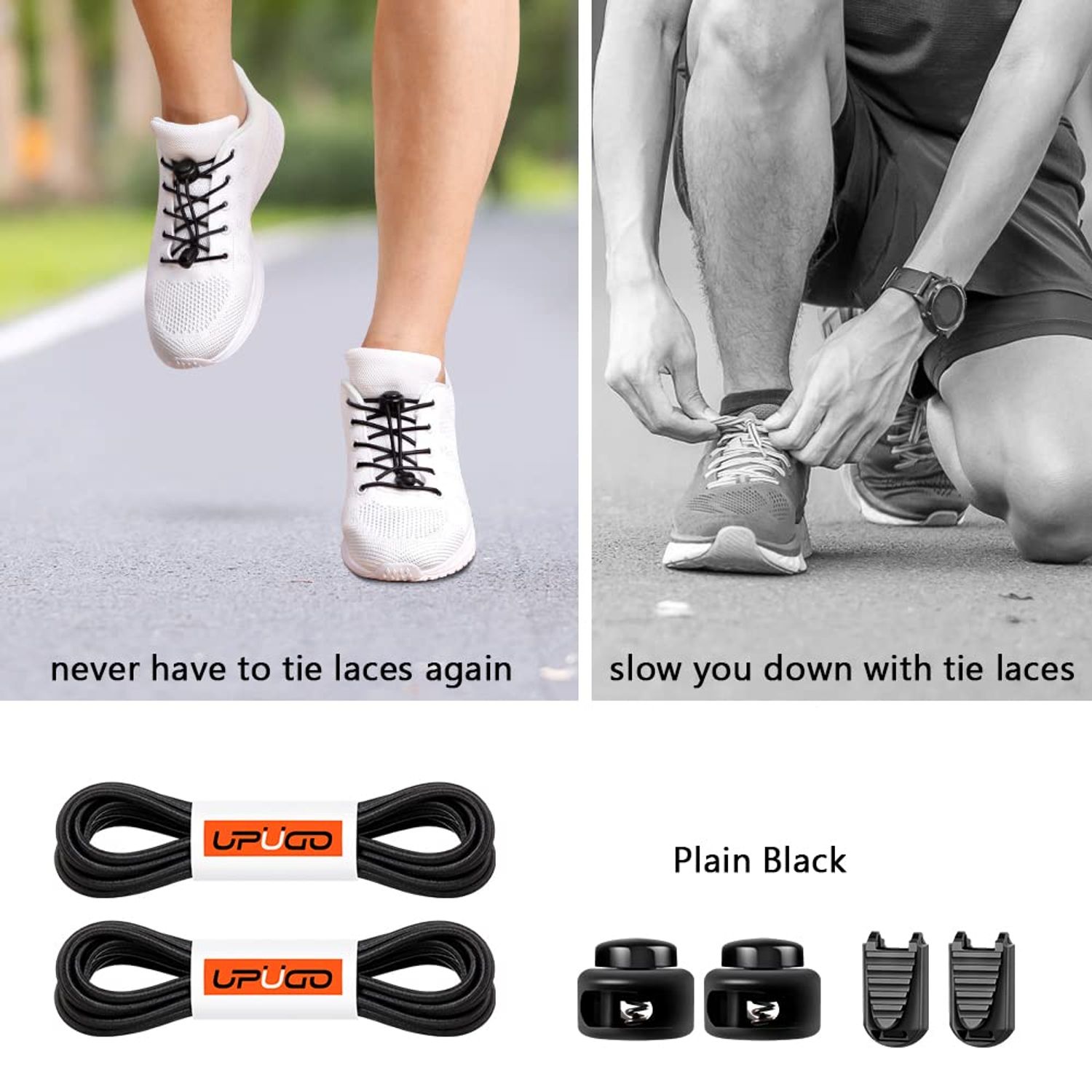 UpUGo Elastic Shoe Laces, No Tie Shoe Laces Tieless for Kids, Adults, Elderly, One Size Fit All