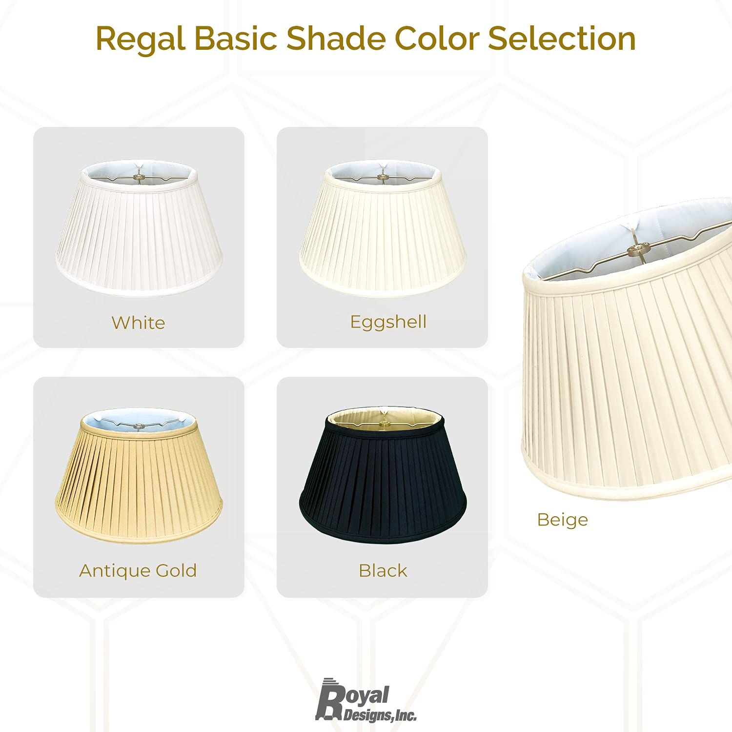 Royal Designs 6-Way / Side Pleat Basic Lamp Shade, Black/Gold, 11.5 x 17 x 9.5
