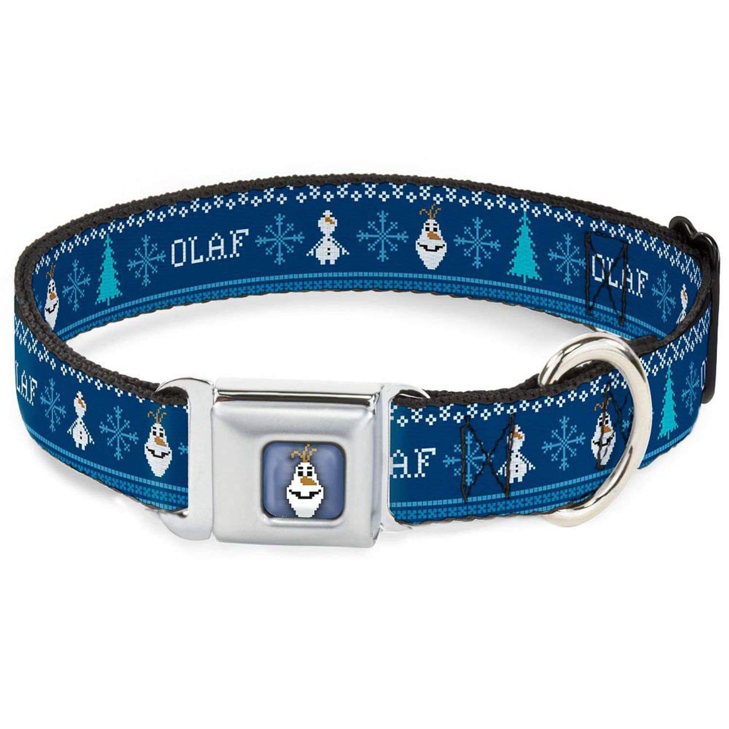 Buckle-Down Seatbelt Buckle Dog Collar - Anna & Hans/Anna & Kristoff Poses - 1.5" Wide - Fits 18-32" Neck - Large