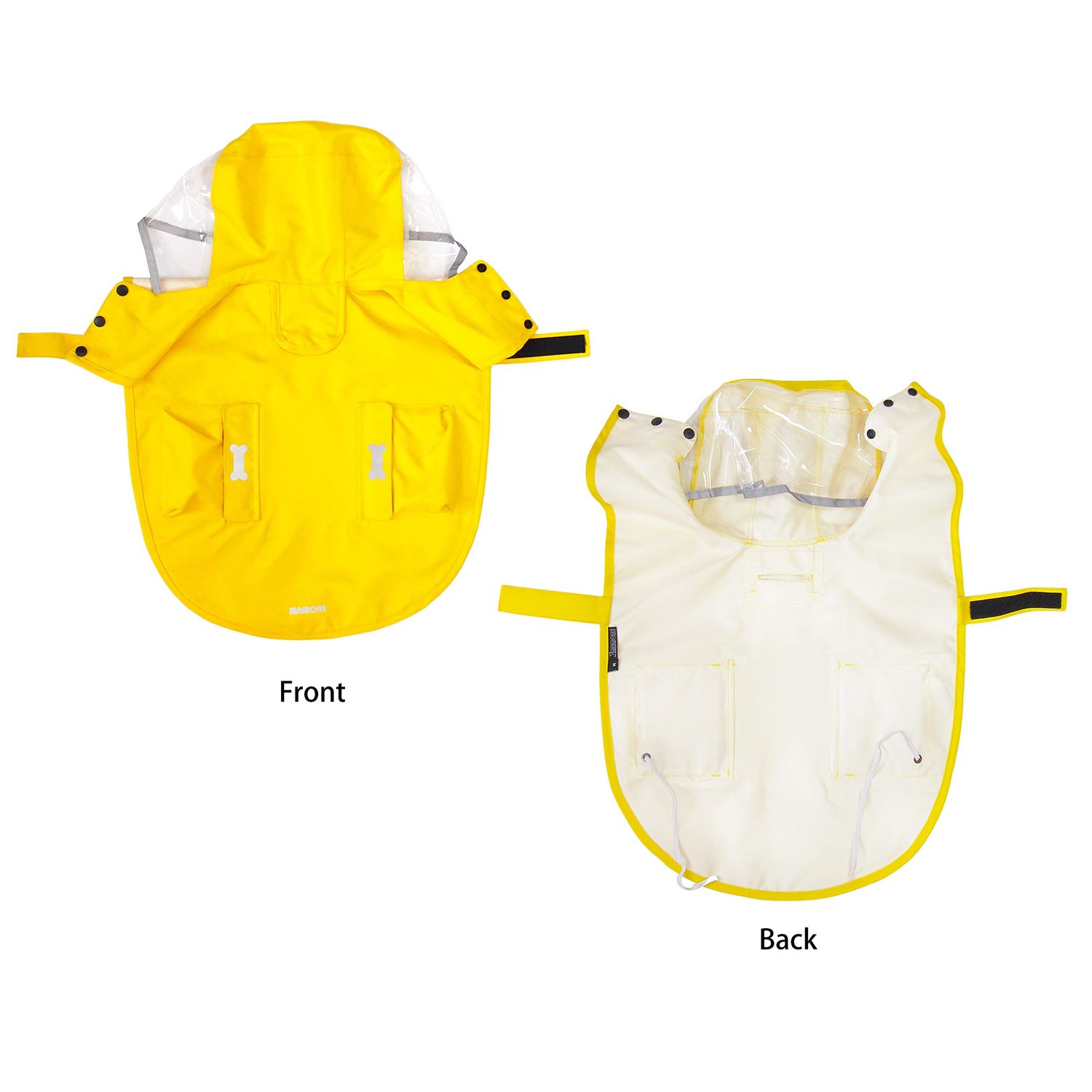 Waterproof Dog Raincoat, Adjustable Reflective Lightweight Pet Rain Clothes with Poncho Hood (Large, Yellow)