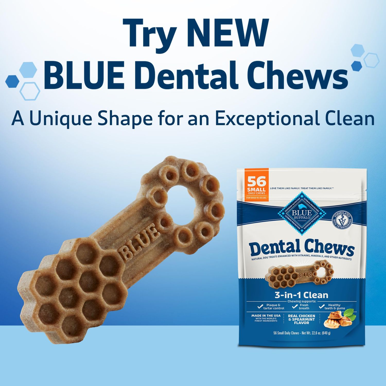 Blue Buffalo Dental Bones Small Natural Dental Chew Dog Treats, (15-25 lbs) 27-oz Bag Value Pack