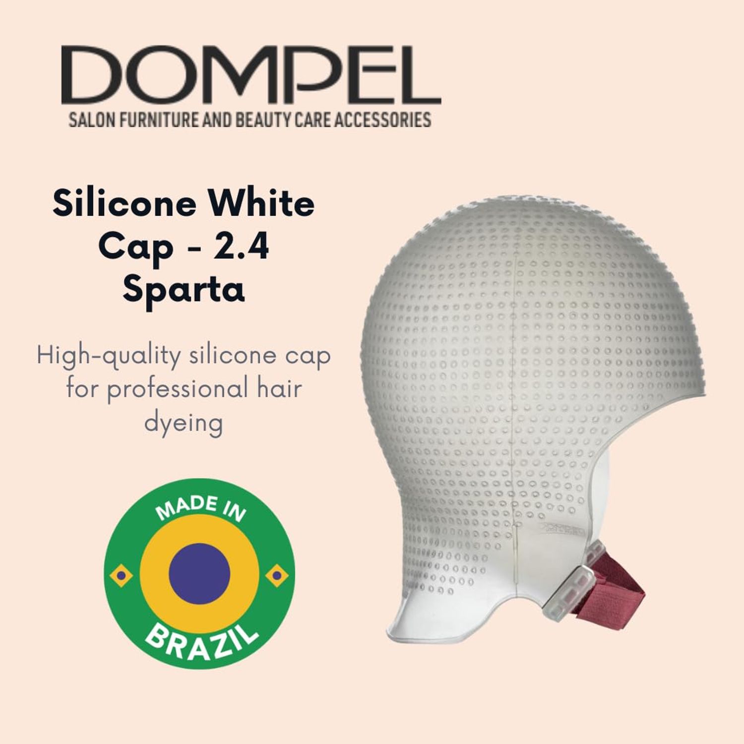 DOMPEL Sparta 2.4K Silicone Highlight Hair Cap Color White | Perfect Highlights | 2,400 Strategically Positioned Holes | Curved Design for a Perfect Fit | Reusable silicone cap with metal needle