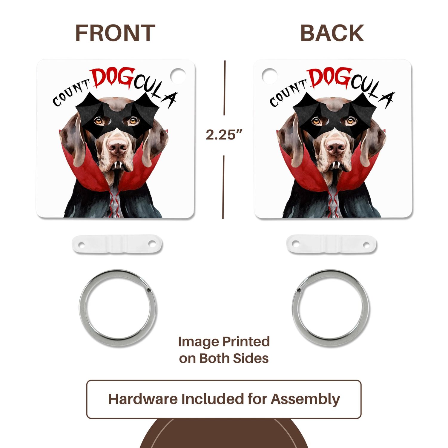 3dRose, Cute Halloween Pointer Dog dressed as Count DOGcula for Treats, set of 4 Key Chains