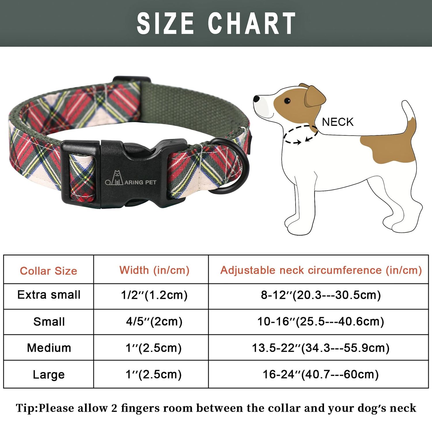 ARING PET Christmas Dog Collar Cute Plaid Dog Collar, Cotton Lightweight Christmas Small Dog Collars Puppy Collar for Small Medium Large Dogs
