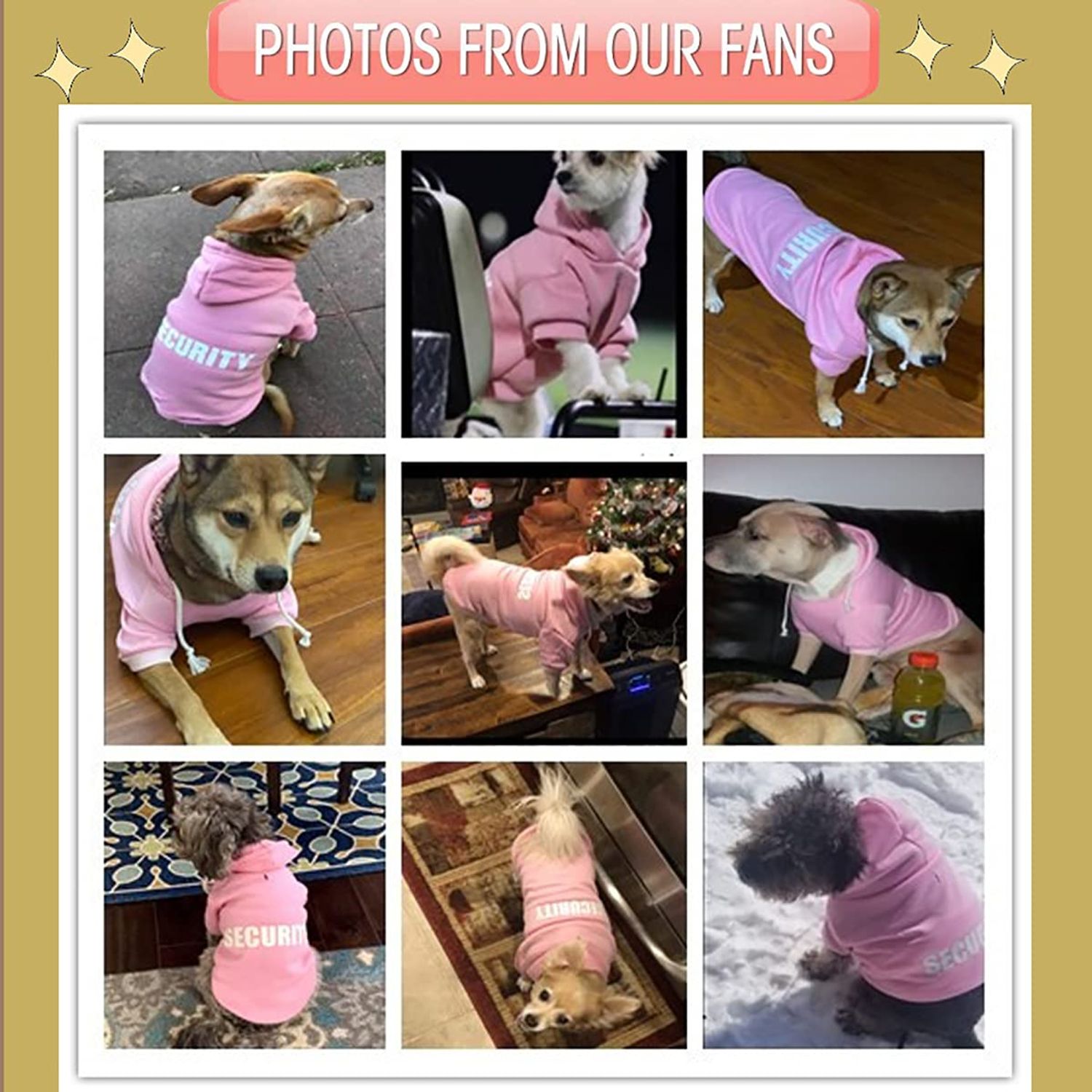 Security Dog Hoodies Dog Clothes Apparel Winter Sweatshirt Warm Sweater Cotton Puppy Small Dog Hoodie for Small Dog Medium Large Dog Cat (Black, M)