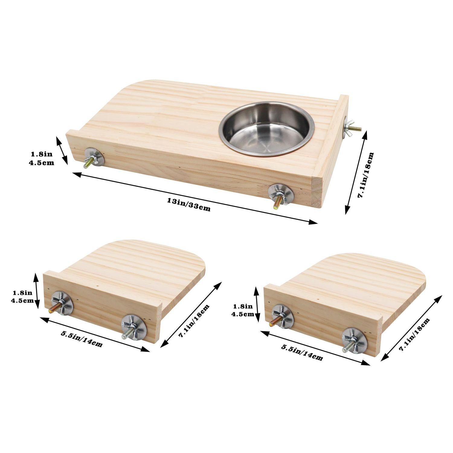 Guinea Pig Platform Set with Feeding Bowl, 3 Pack Wooden Hamster Cage Platform, Small Animals Perch Stand Board, Cage Accessories for Hamster Rats Squirrel Gerbil Birds Parrots Parakeets Guinea Pig