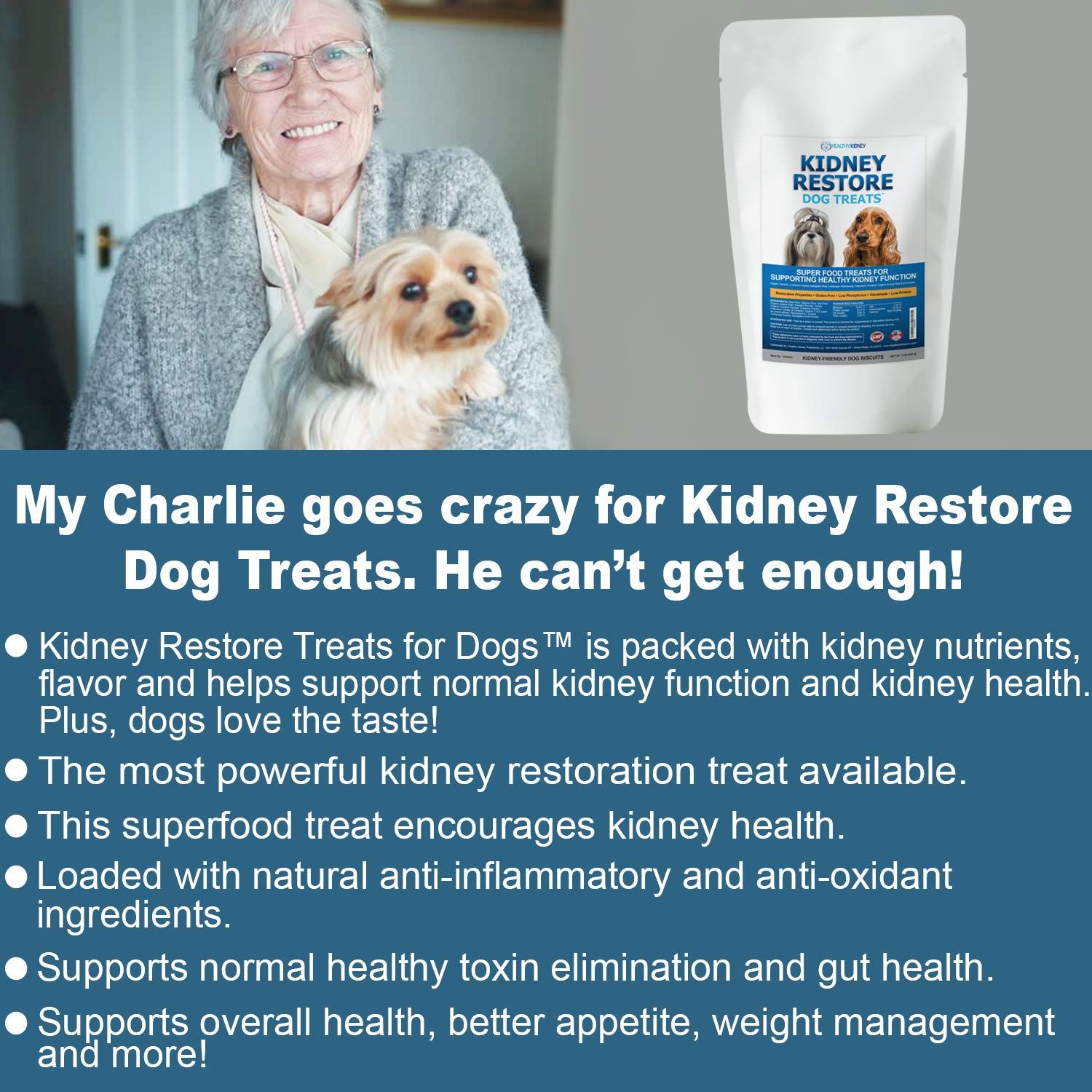 Kidney Restore Dog Treats with Hard Copy Special Report Kidney Support Chew Biscuit Cleanse Renal Canine Cookie for Kidneys