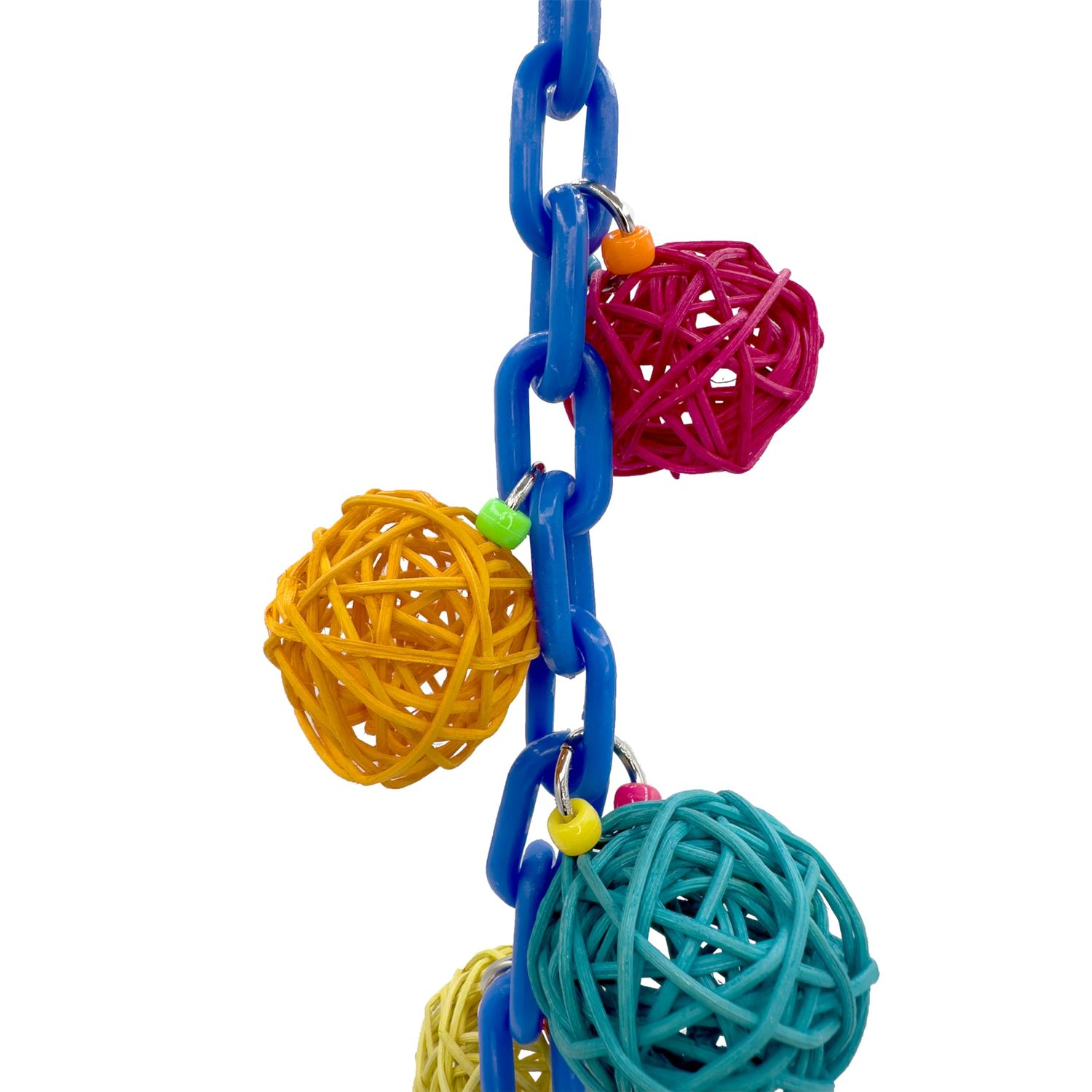 Mandarin Bird Toys 1141 Vine Chain Chewer - Handcrafted bird cage toy, Colorful climbable plastic chain, Chewy colorful vine balls, Small metal bell, Fun for small pet birds Budgie Cockatiel Parrotlet