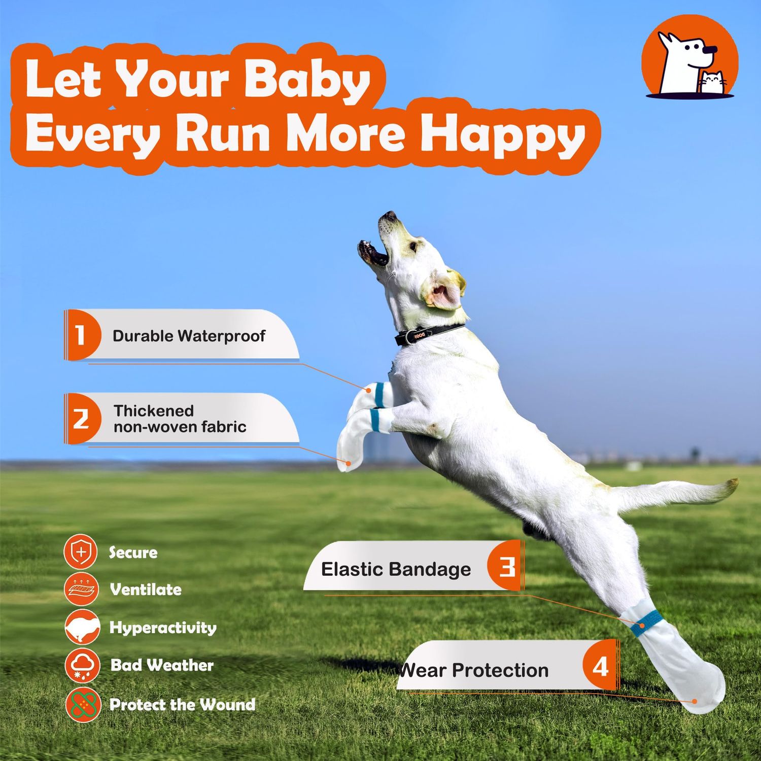 20 Disposable Dog Boots, Disposable Waterproof Dog Boots, Disposable dustproof Dog Shoes, with 3 Rolls of Adjustable self-Adhesive Bandages for Enhanced Adhesion (L)