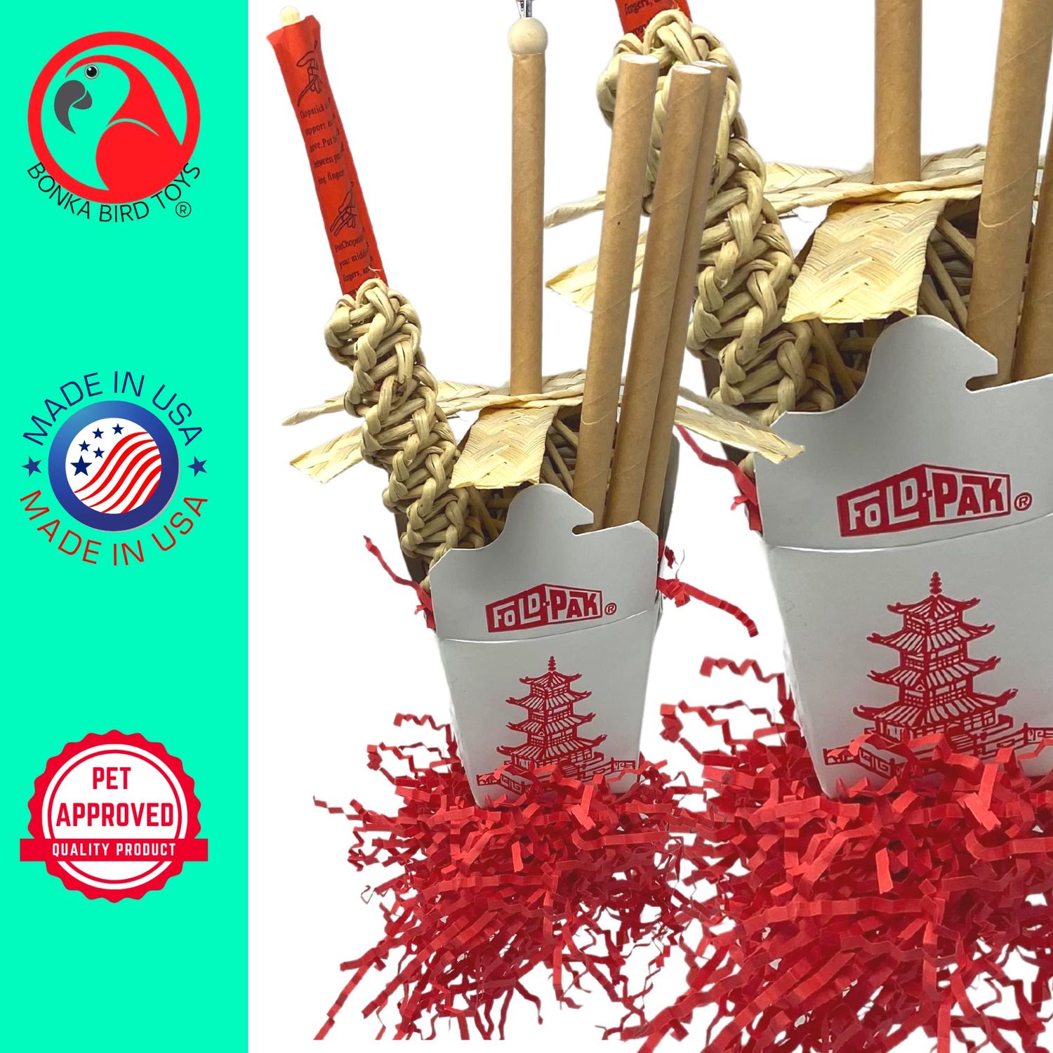 Bonka Bird Toys 2336 Chopsticks Medium Foraging Chew Shred Parrot Cage Toy Pet, African Grey, Pionus, Conures, and Similar Breed Sizes