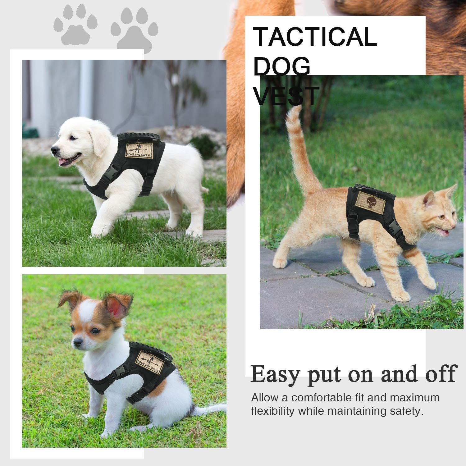 SALFSE Tactical Dog Training Harness Outdoor Working Vest Adjustable Military MOLLE Dog Vest Harness with Rubber Handle