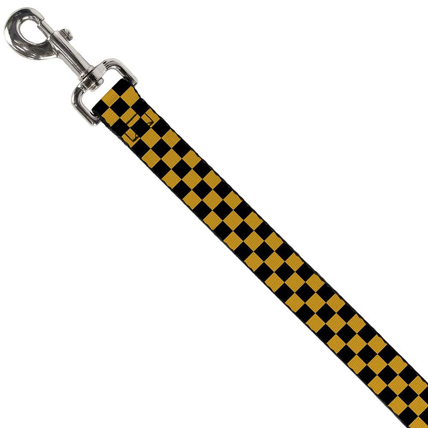 Buckle-Down Pet Leash - Checker Black/Gold - 4 Feet Long - 1.5" Wide
