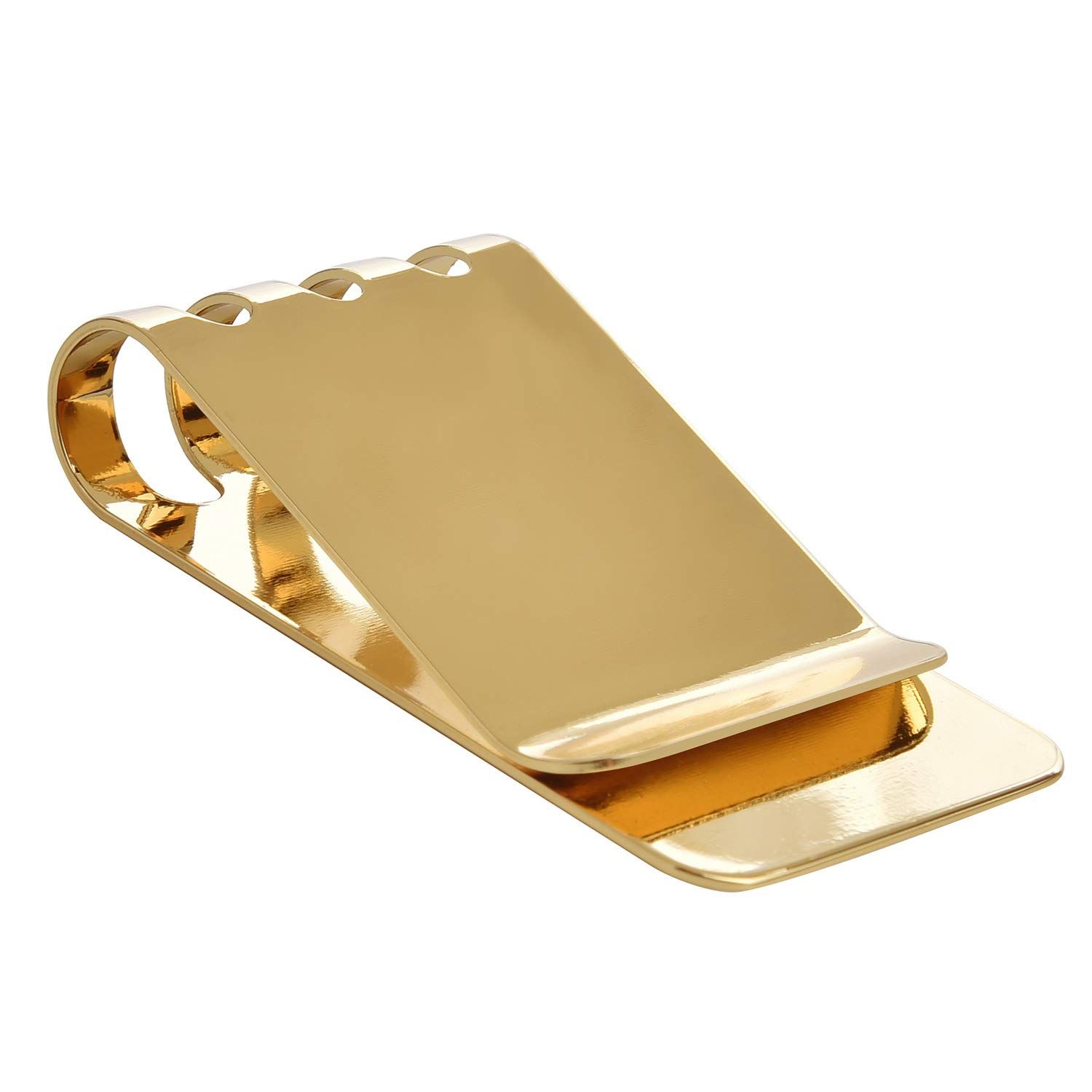 Lindenle Money Clip Spring Steel Cash Clips Large Capacity Minimalist Front Pocket Wallet (Medium Size 18K Gold)