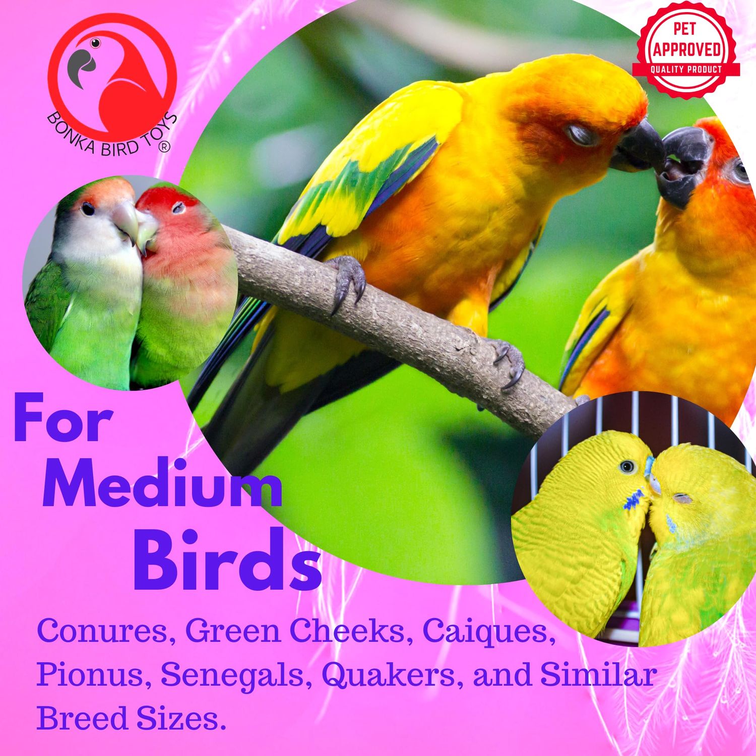 Bonka Bird Toys Leather Saddle Chew Forage Preen Parrot Cage Toy Birds, Macaws, Cockatoos, Conures, Quakers, Ringnecks, Amazons, African Greys and Similar Breeds (2630 Medium)