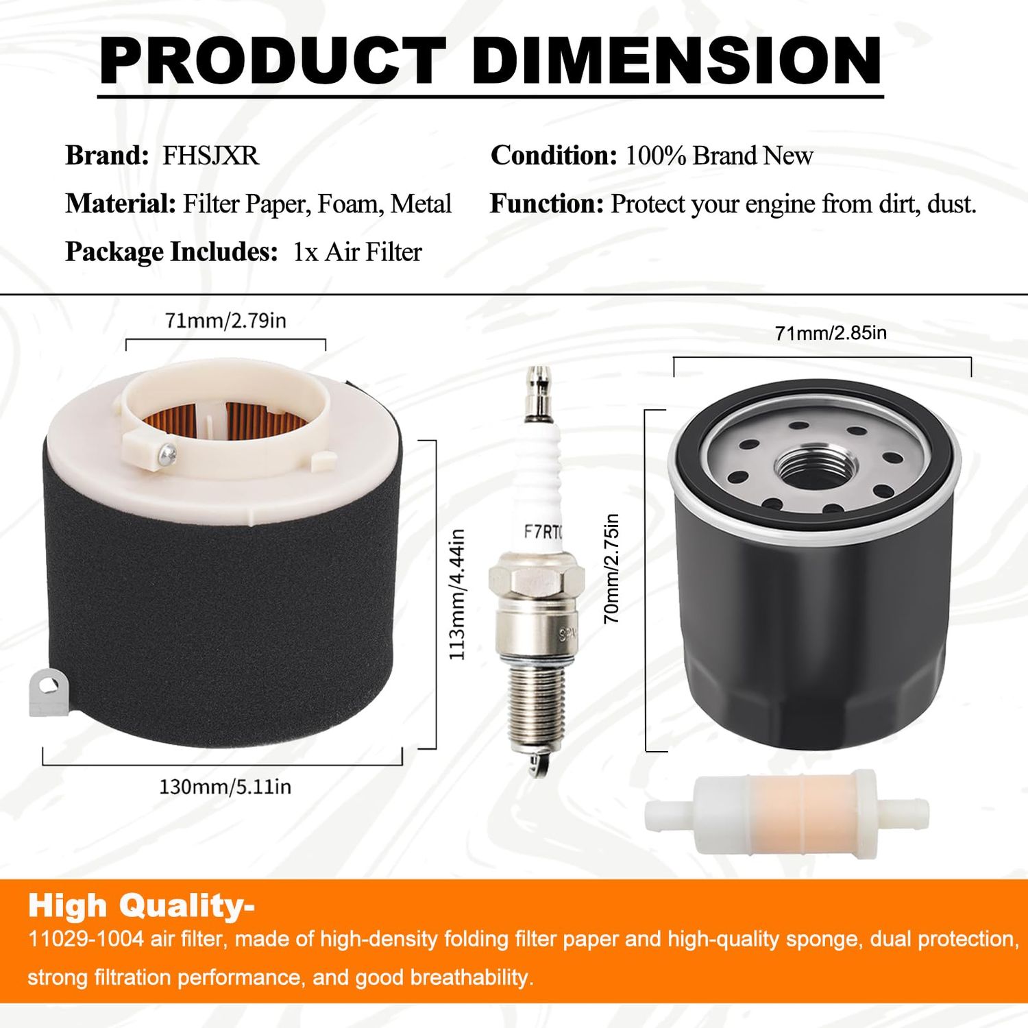 FHSJXR 11029-1004 Air Filter 49065-2078 Oil Filter Spark Plug Fuel Filter Tune Up Kit for Kawasaki Mule 500 520 550 600 610 2500 2510 2520 KAF300 KAF400 KAF620A KAF620B Mule SX 4x4 SE
