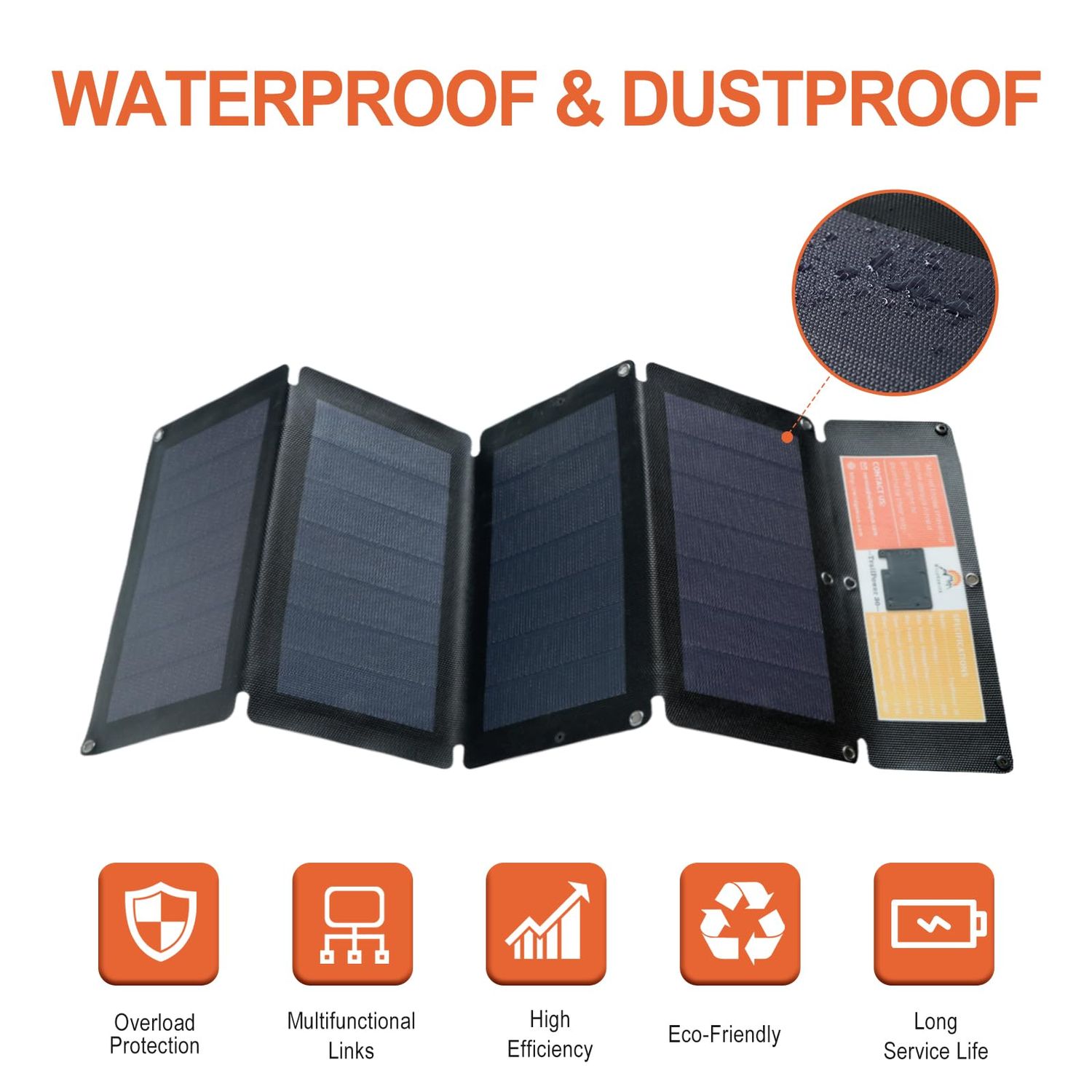 WILDGENIUX CIGS solar panel, 30W Foldable Portable Flexible Solar Panel Charger with 2 USB & 1 DC Port for Hiking,Camping, RV Roof Tent and Motorcycle Travel, Compatible with Phone,Tablets,Power Banks