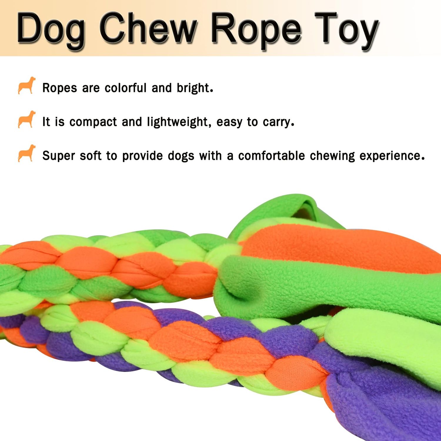 SYOOY 2 Pack Dog Fleece Rope Toy Dog Flirt Pole Replacement Toys to Chase and Tug Interactive Dog Toys with Chewing Rope Pet Braided Rope Tether Lure Toy to Outdoor Exercising Training