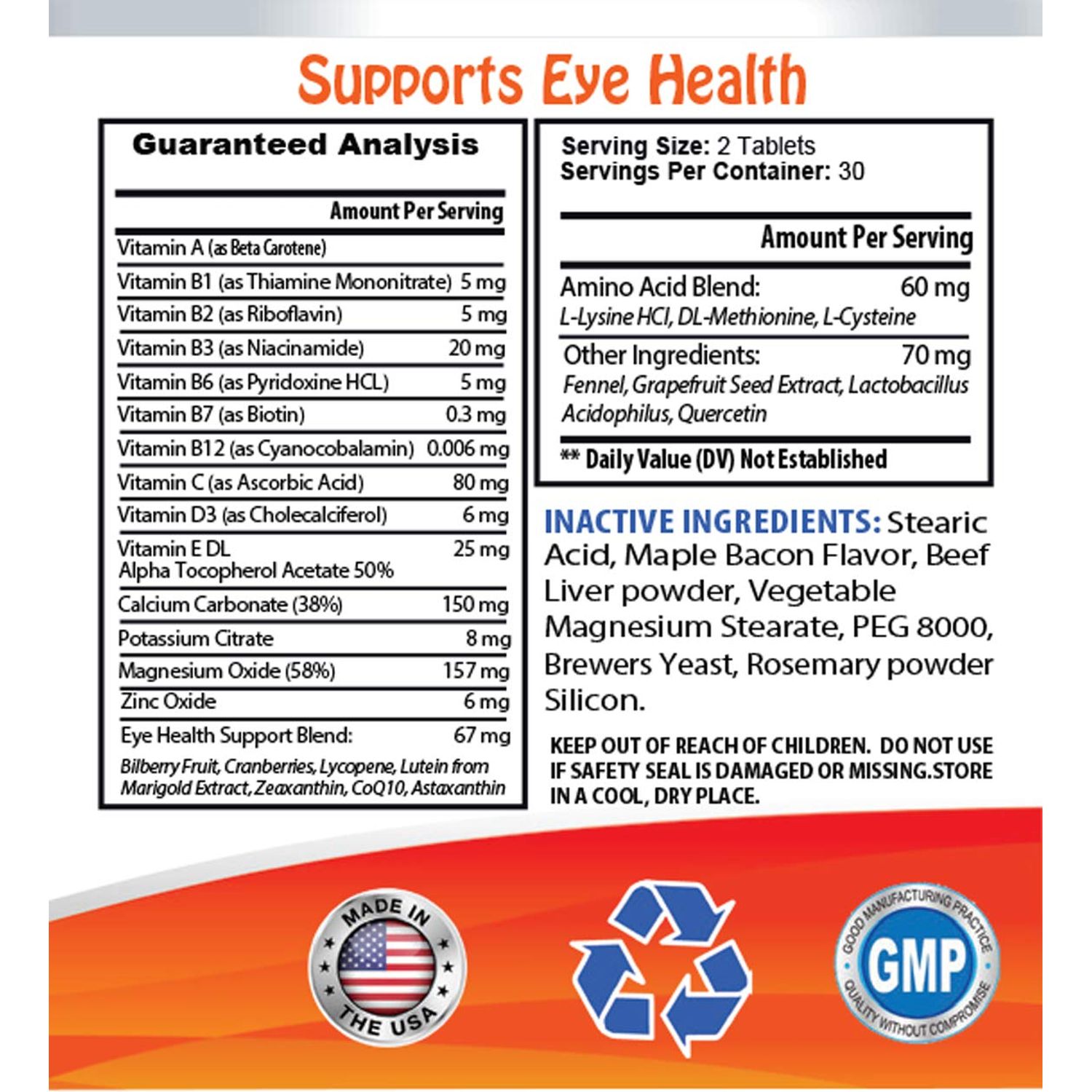 MY LUCKY PETS LLC Dog Eye Visor - Dog Eye Health - Advanced Formula - Benefits Vision - Immune Support - Dog Vitamins - 1 Bottle (60 Treats)