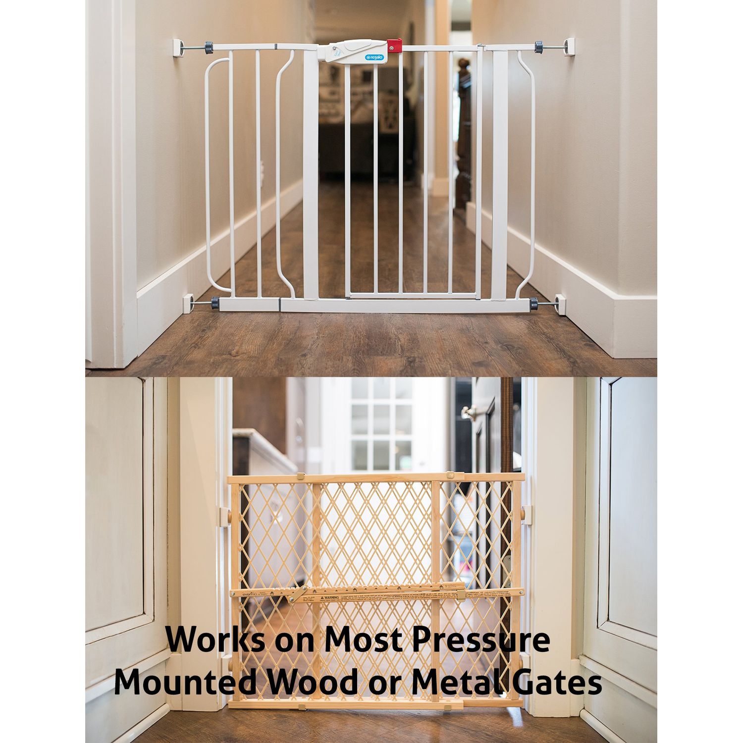 Wall Nanny Mini - Smallest Baby Gate Wall Protector (Made in USA) Protect Walls & Doorways from Pet Gates & Dog Gate Spindles - Child Pressure Mounted Baby Gate for Stairs Wall Cup (White) 4 Pack