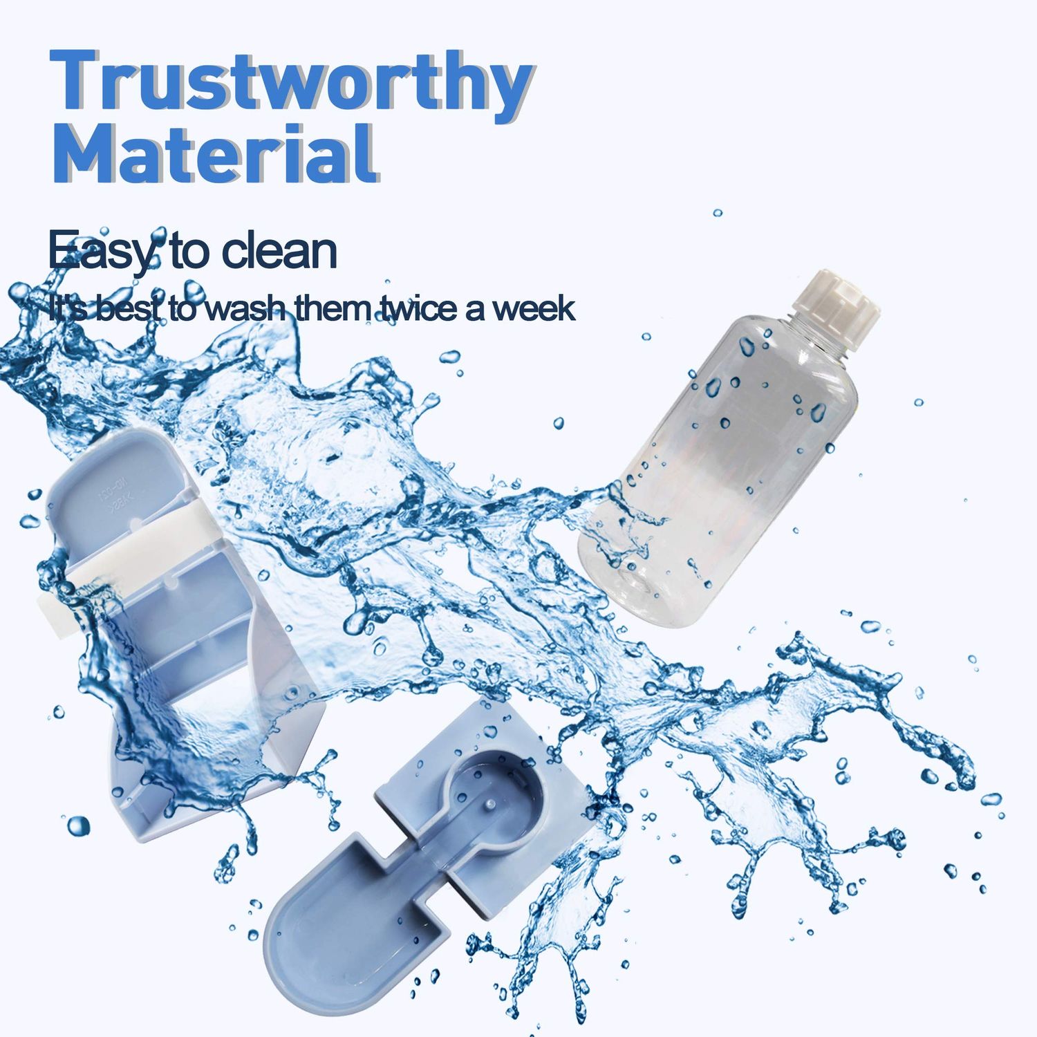 LLSPET Rabbit Water Bottle Suspension Water Dispenser for Mini Pet Bunny Guinea Pig Chinchilla, 500ml Automatic Water Bottle by Gravity Flow Supply, Prevent Overflow, BPA Free (Blue)