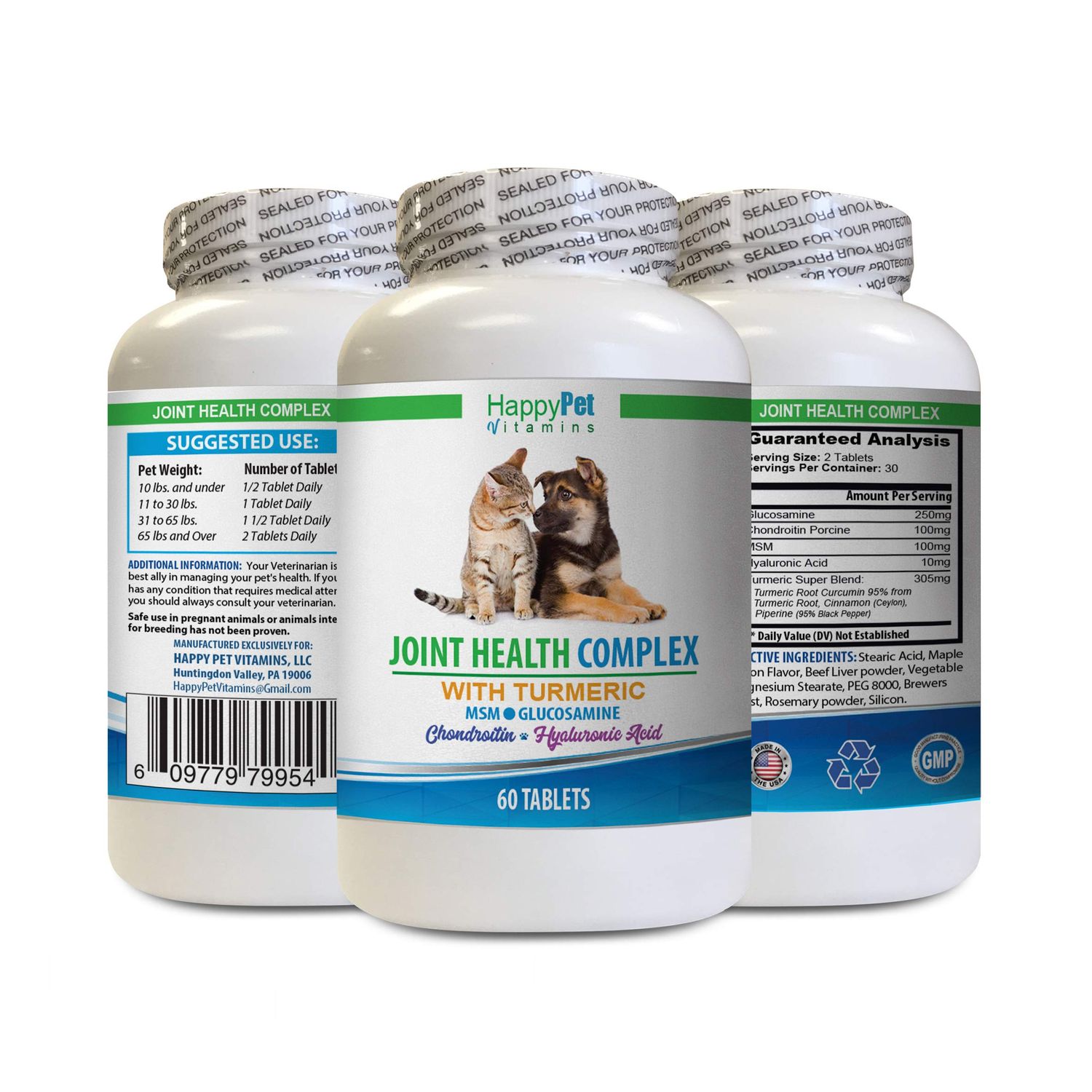 Dog itching Skin Relief Supplements - PET Joint Health Complex with Turmeric - Dogs and Cats - MSM GLUCOSAMINE - Immune Boost - Dog Vitamin e - 1 Bottle (60 Tablets)
