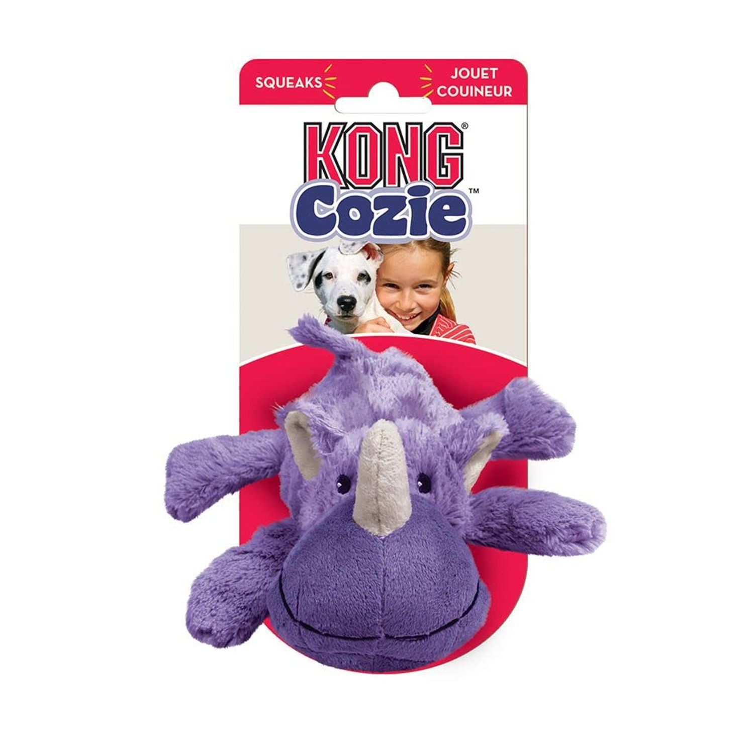 KONG - Cozie Rosie Rhino - Indoor Cuddle Squeaky Plush Dog Toy - for Medium Dogs…