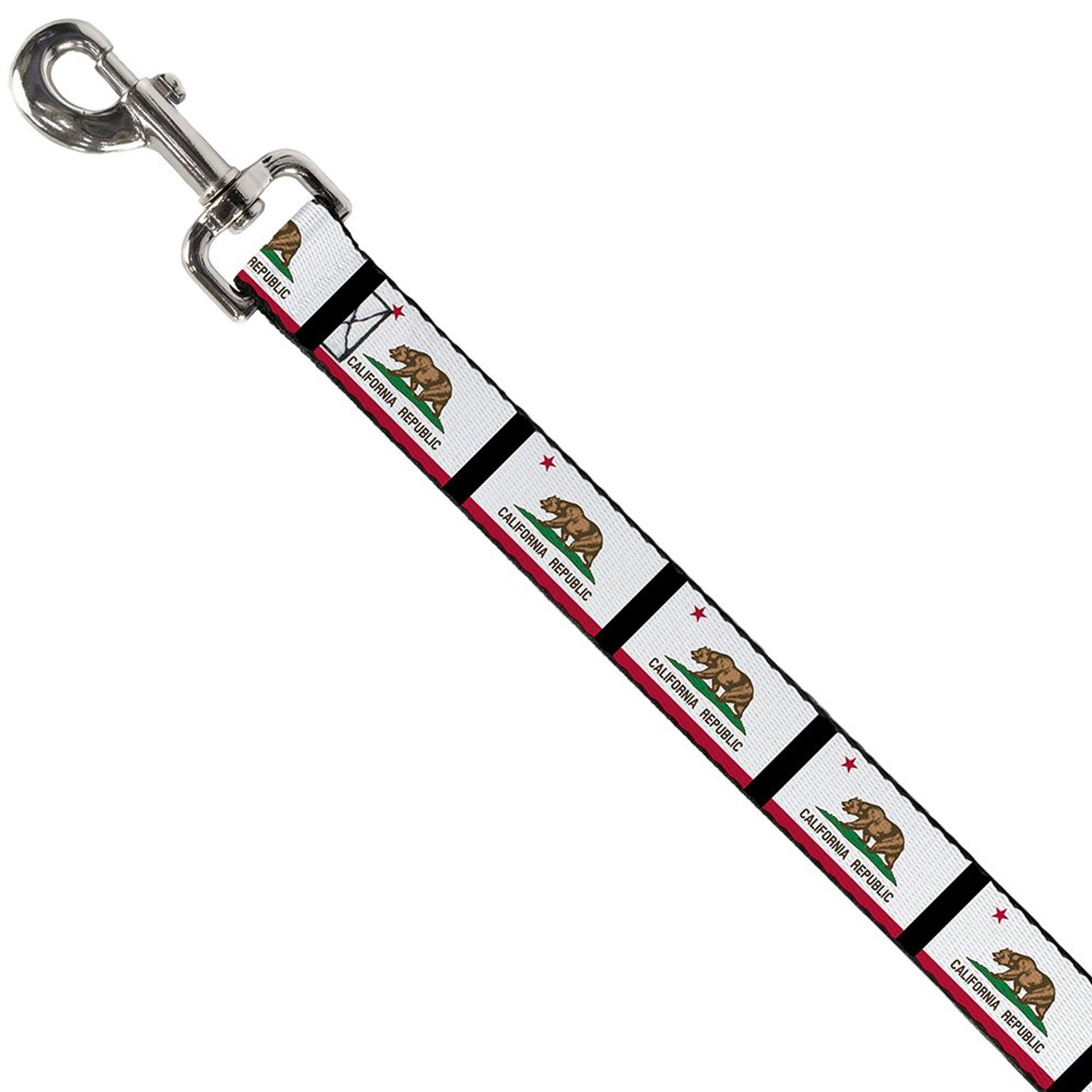 Buckle-Down Pet Leash - California Flag Repeat/Black - 4 Feet Long - 1" Wide