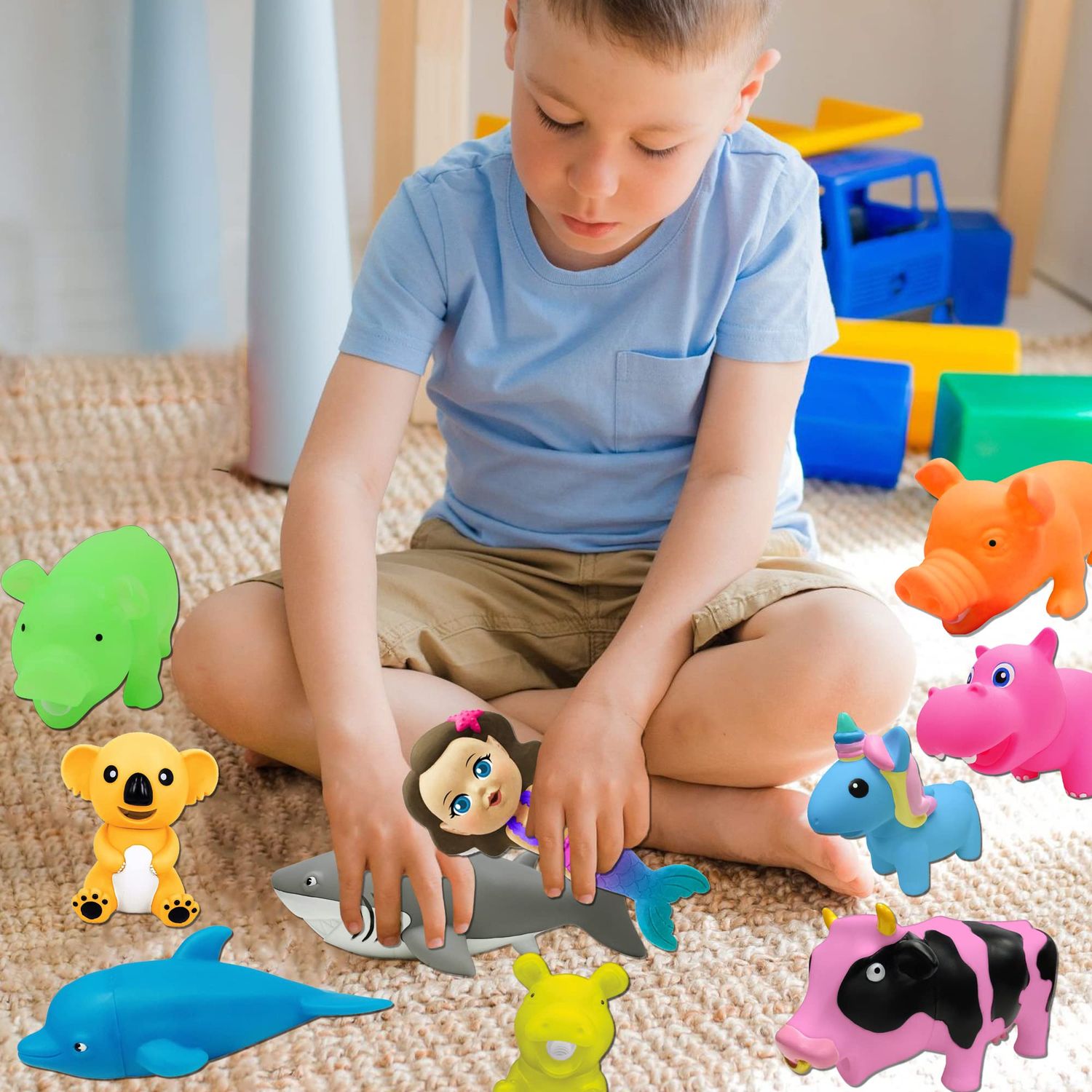 Animolds Baby Squeaky Toy Squeeze Party Favors Toys for Boys Novelty Toys & Amusements Screaming Rubber Gag Gifts Small Animal Toys Funny Dog Toys 6-8In Baby Sensory Toys 2PK(Squeeze Me Lizard 2PK)