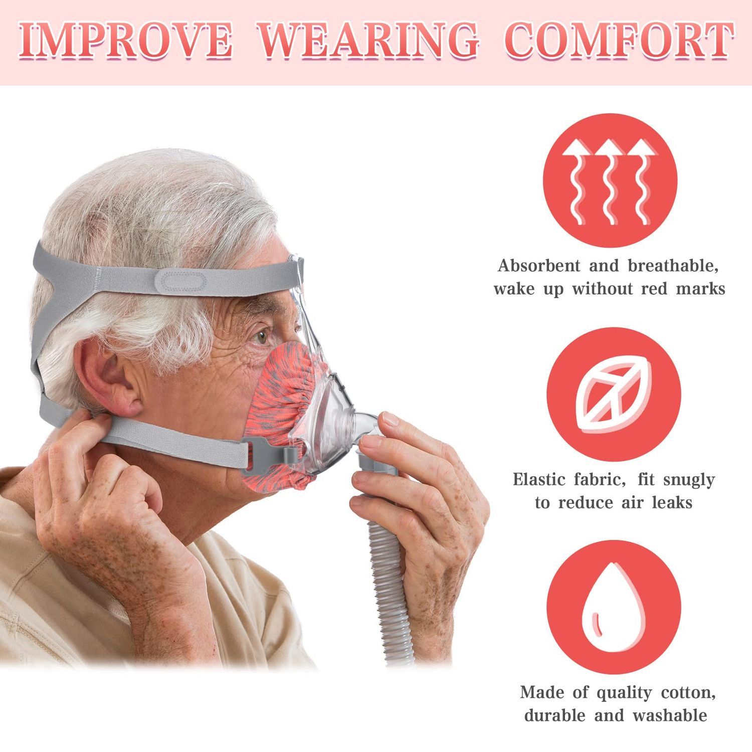 Tudomro 6 Packs Mask Liners for Full Face Cover Cushions Reusable Soft Mask Reduce Facial Redness Apnea(Mixed Color)