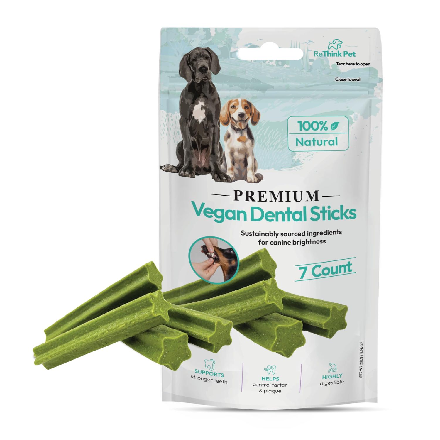 7 Pcs Premium Vegan Dental Sticks for Dogs, All Natural Dog Dental Chew, Dog Teeth Cleaning Chews, Dog Breath Treats for Dog's Oral Hygiene, Dog Chews for Cleaning Teeth, Small Dog