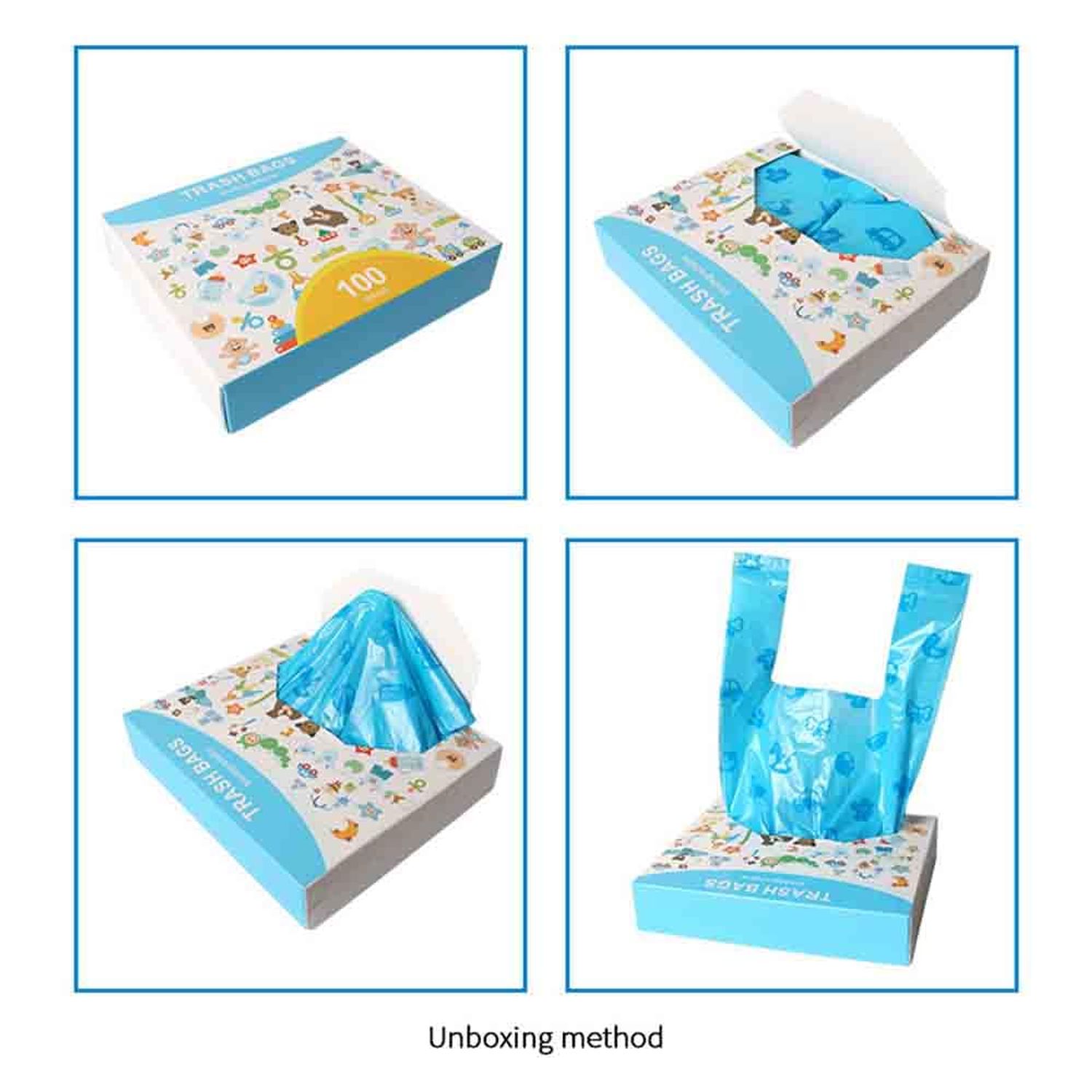 Cat Litter Poop Bags, 100 Count, Odor Sealing with Handles, Unscented (Blue)
