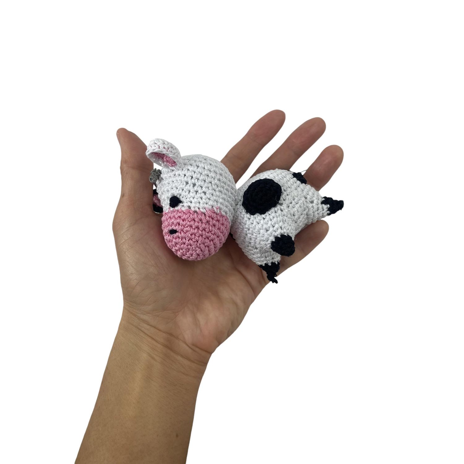 Skelapparel Dog Teeth Cleaning Organic Cotton Crochet Squeaky Dog Toy for Small Dog - Cow