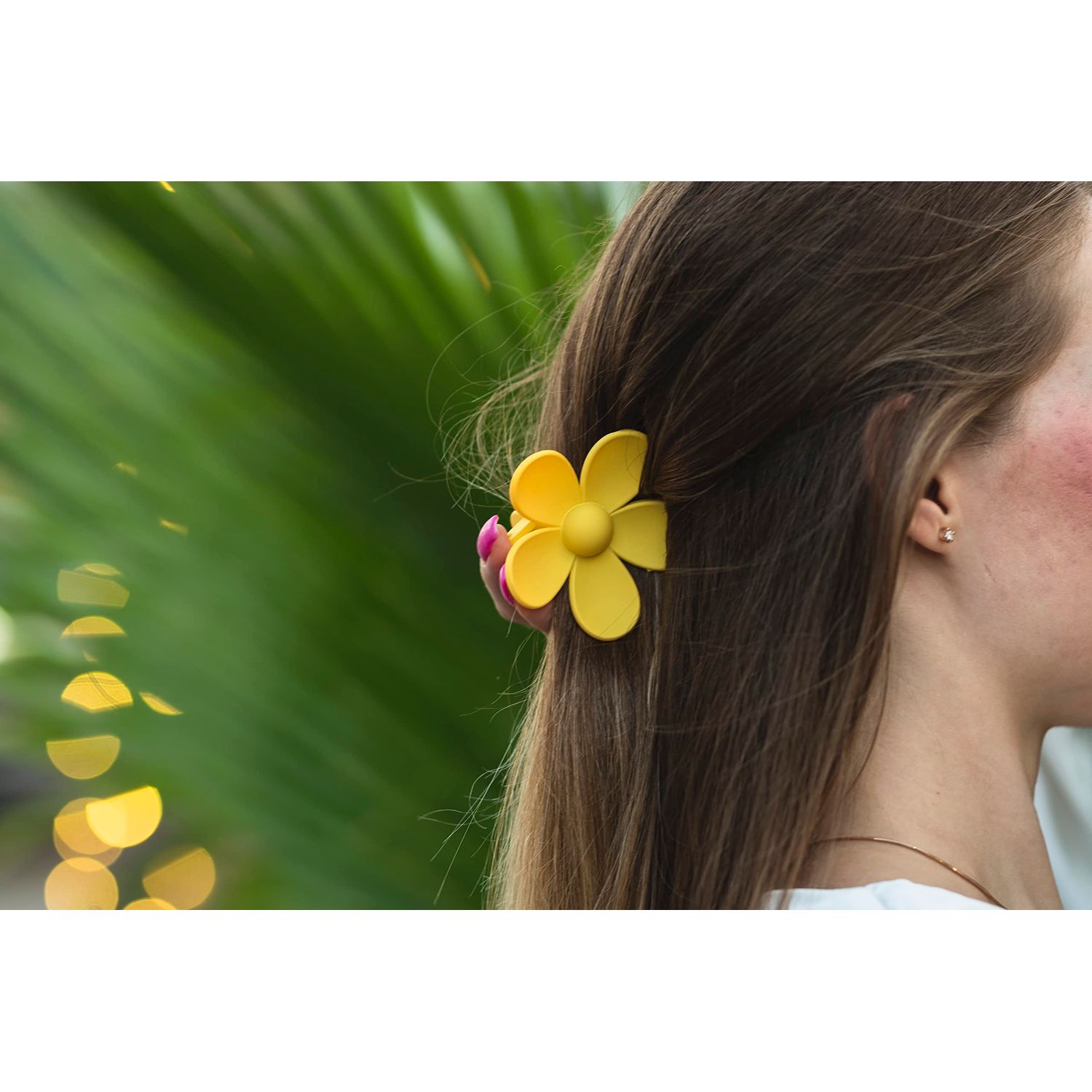 6Pcs Hair Claw Clips for Women Flower Hair Claw Clip Strong Fixation Claw Medium Fashion Square Hairclips Cute Styling Clips Hair Accessories Gift for Girls Thick Hair (Rainbow)
