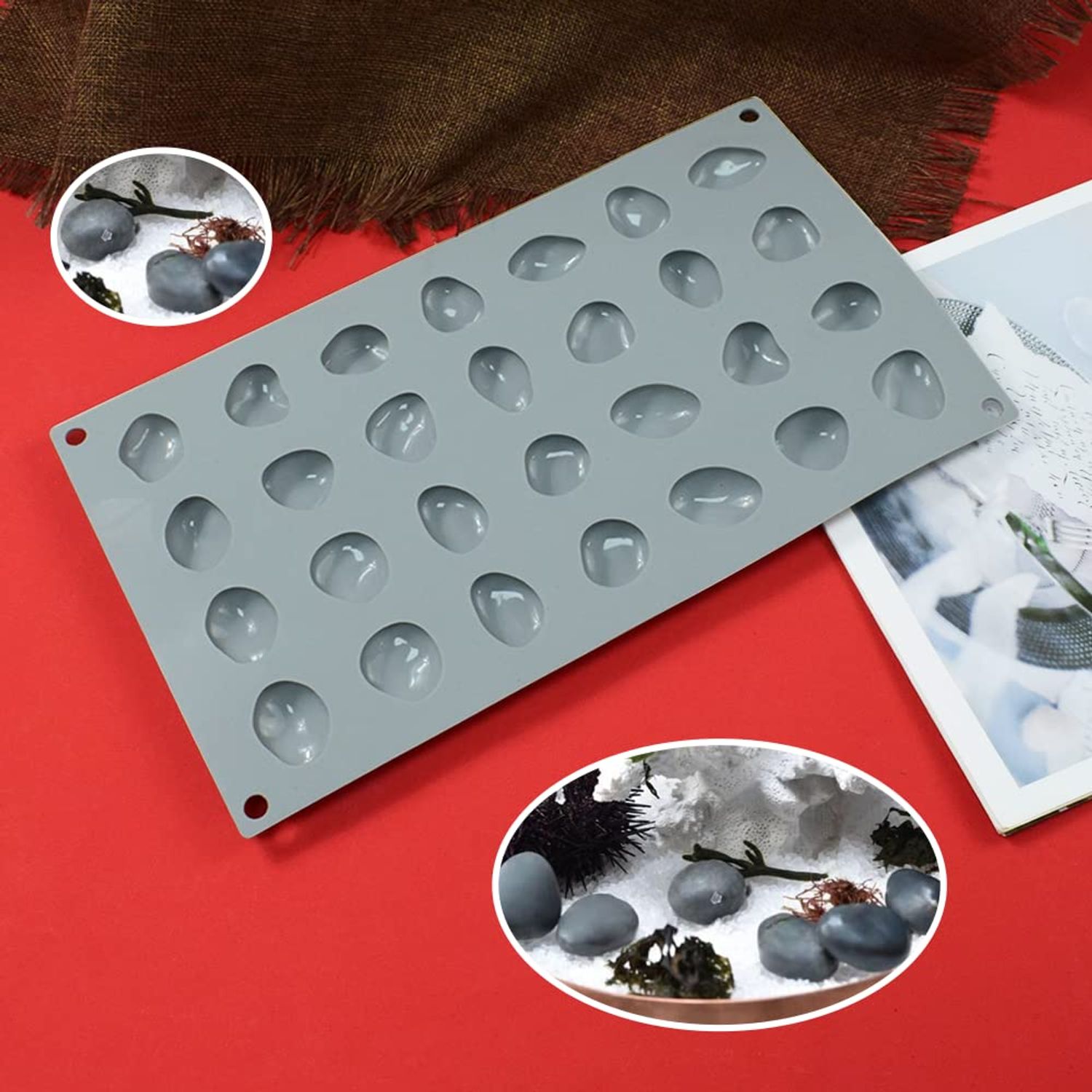 mostsom Silicone Molds Stone Shape, Non-Stick Food Grade Silicone Molds for Chocolate, Candy, Jelly, Ice Cube, Dog Treats, Cupcake Baking Mould (Stone M)