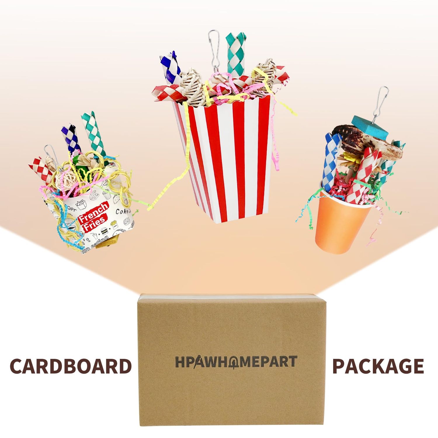 HPAWHOMEPART Bird Toys, 3PCS Bird Shredding Toys,Bird Shredder Toys Chewing Toys Parrot Cage Foraging Hanging Toy,Bird Cage Accessories for Bird Parakeets Lovebirds Cockatiels