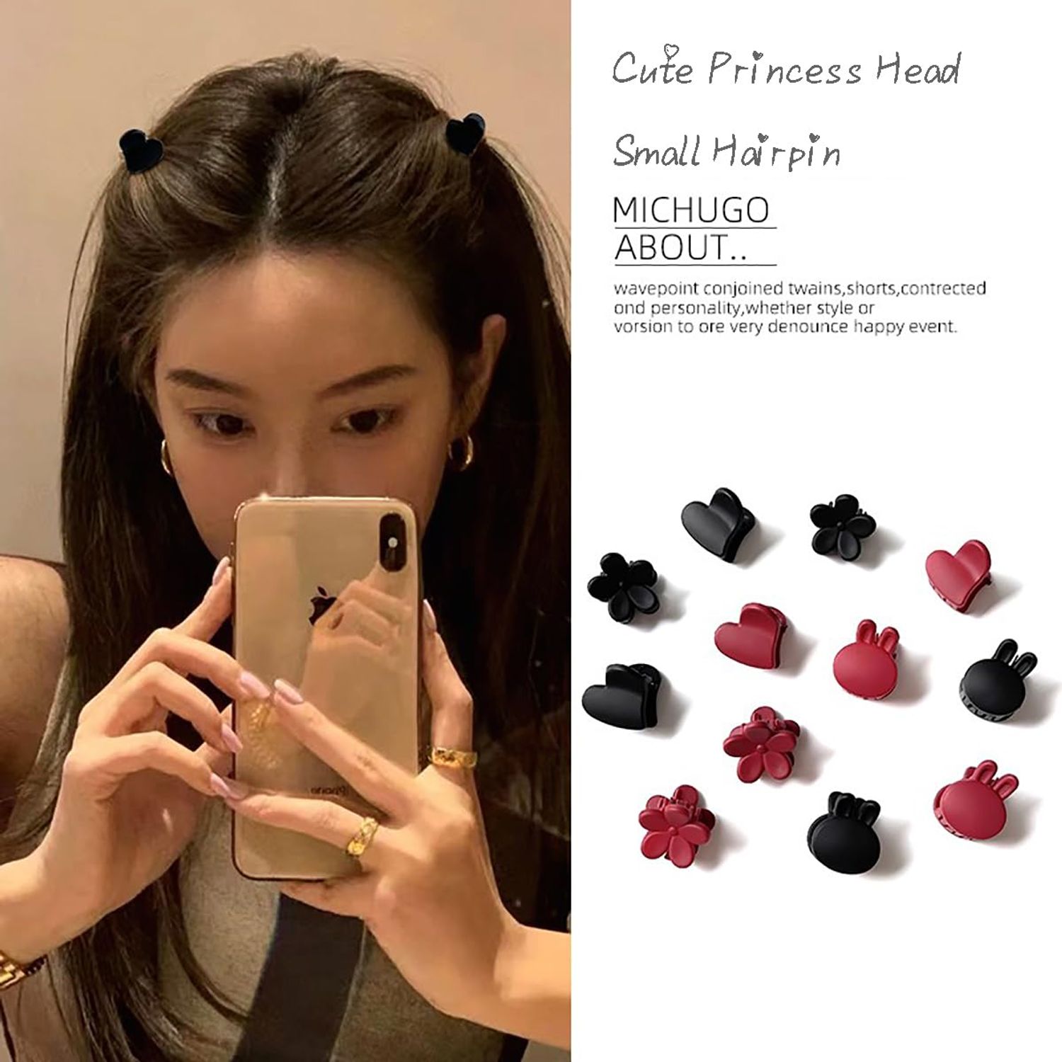 12 Pcs mini cute claw hair clips for women thick hair fine hair thin hair hair barrettes for women hair accessories pearl hairpin